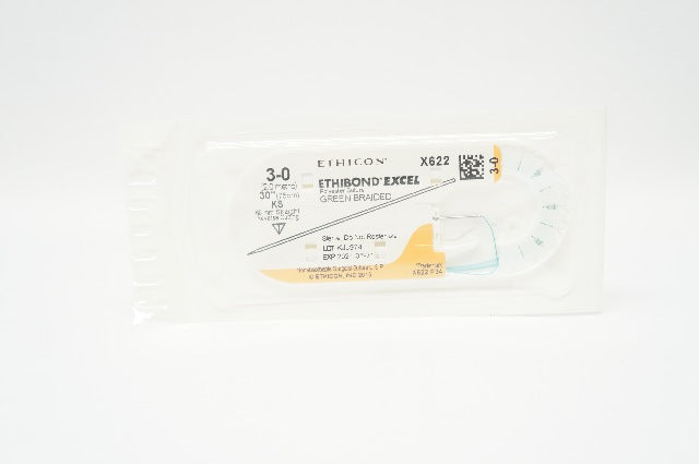 Ethicon X622 3-0 Ethibond Excel KS 60mm Straight Reverse Cutting,  30inch (x)
