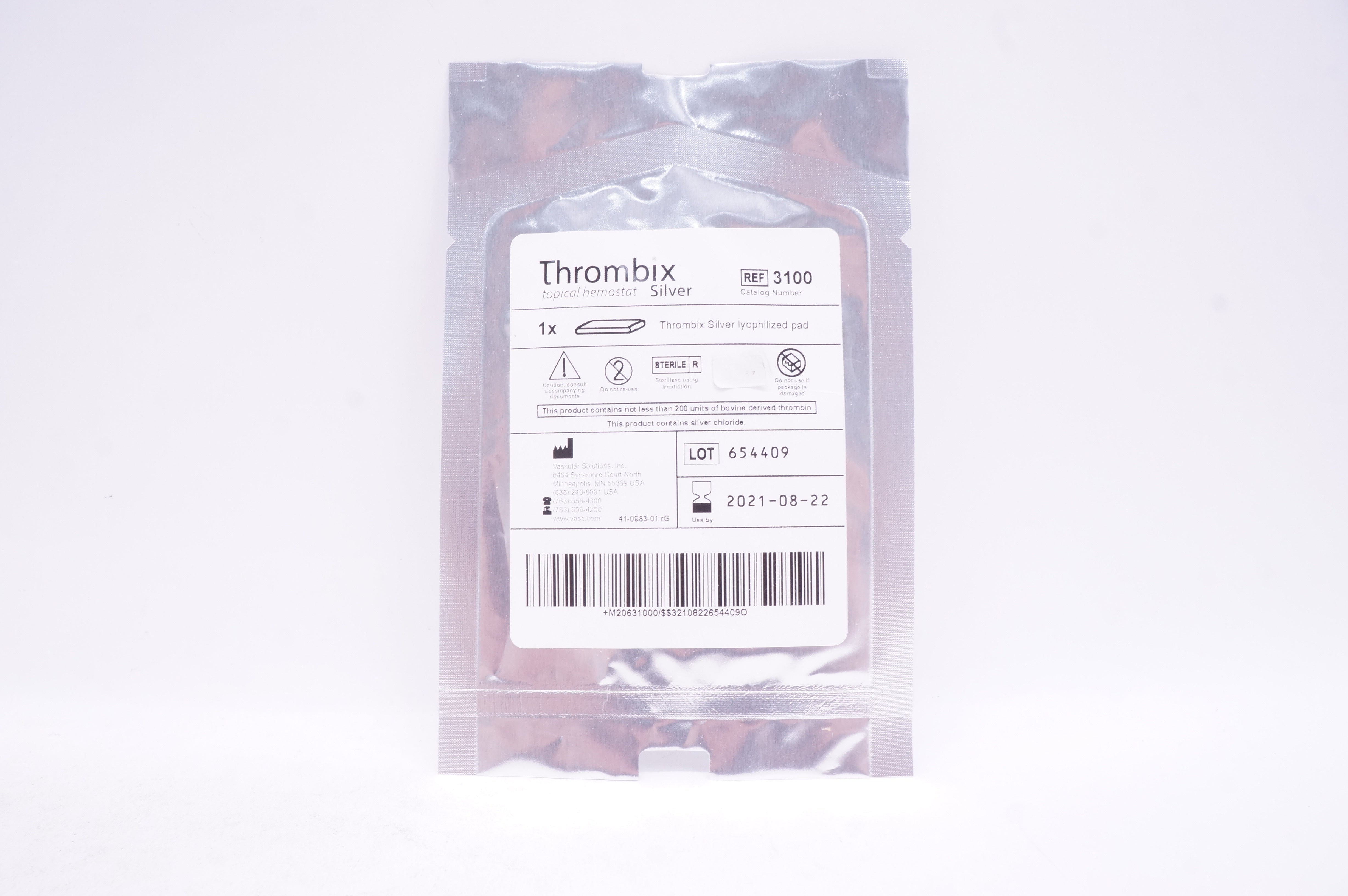 Vascular 3100 Thrombix Topical Hemostat Silver