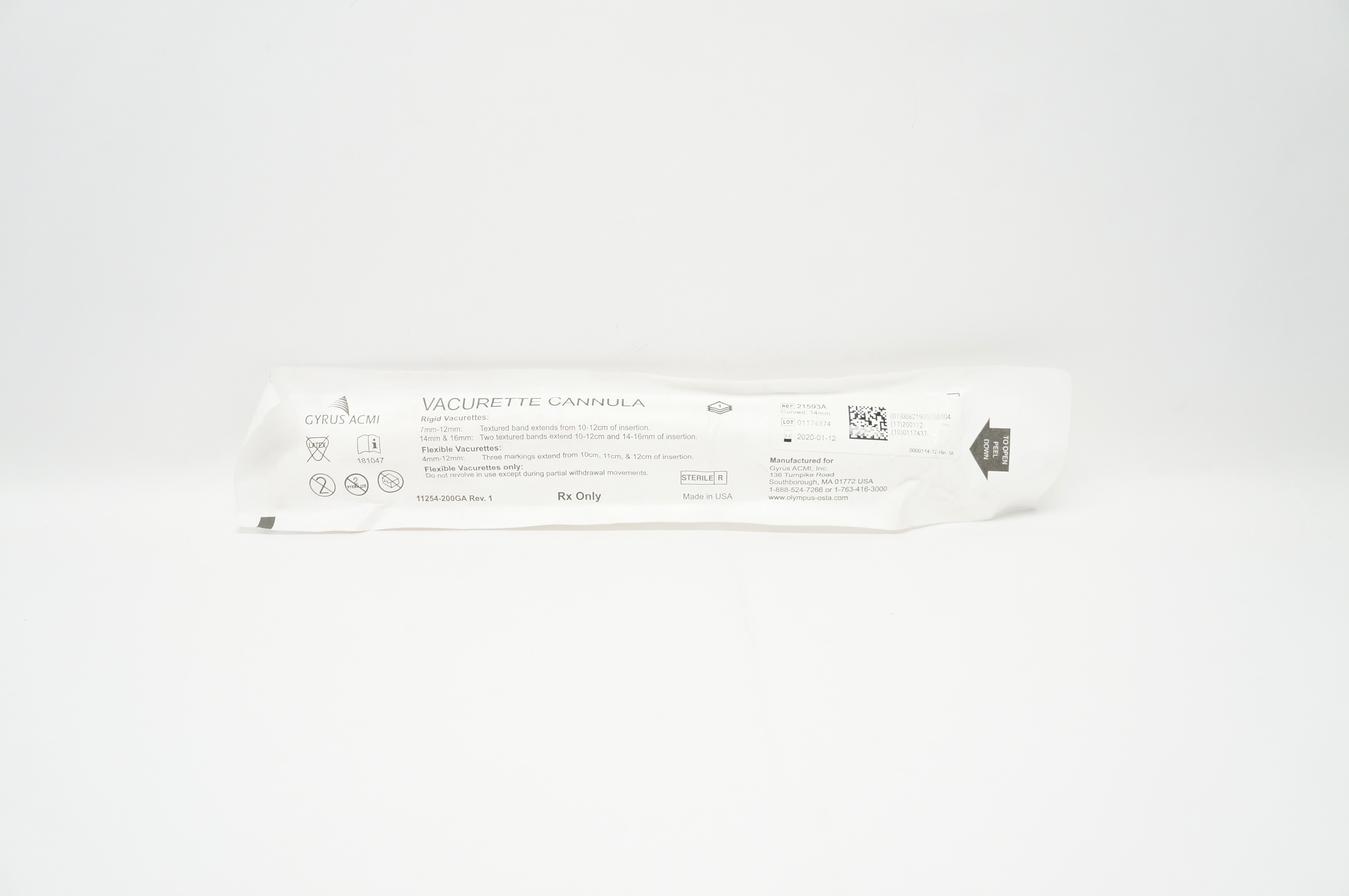 Gyrus Acmi 21593A Vacurette Cannula Curved 14mm Rigid (x)