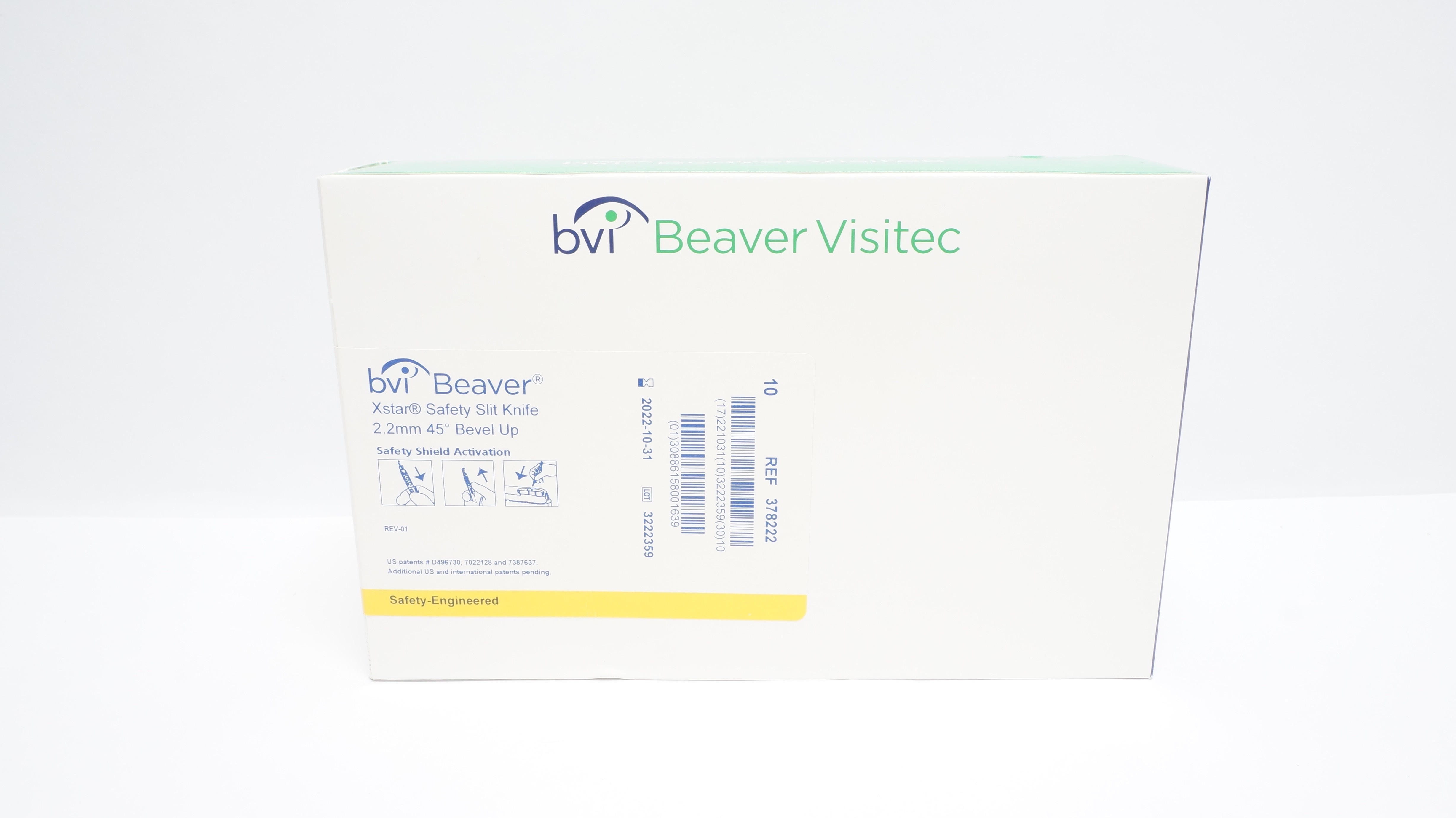 BVI Beaver 378222 Xstar Safety Slit Knife 2.2mm 45 degree Bevel Up(x) -Box of 10