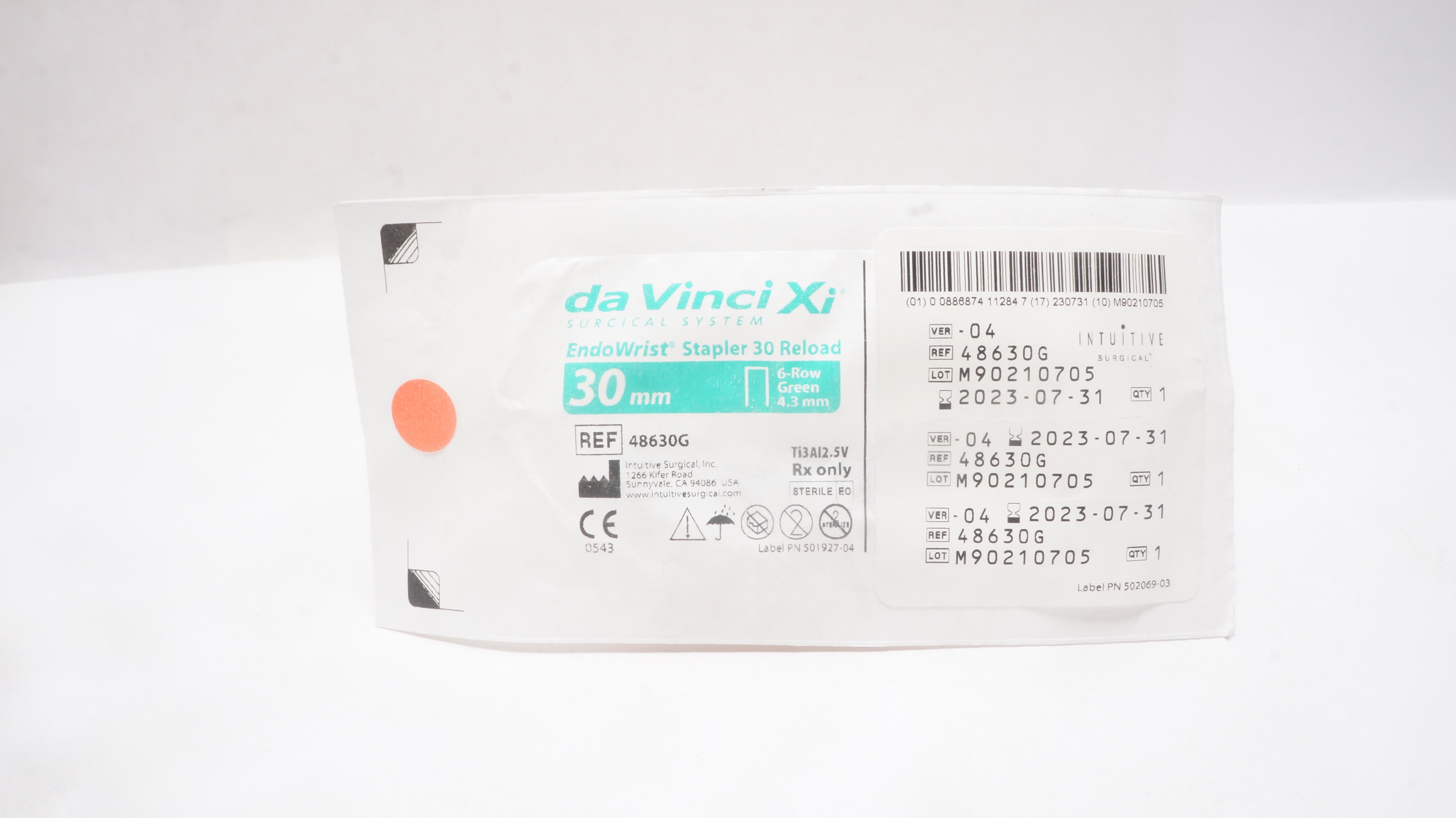 Intuitive 48630G da Vinci Xi EndoWrist Stapler 30mm Reload 6-Row Green, 4.3mm(x)