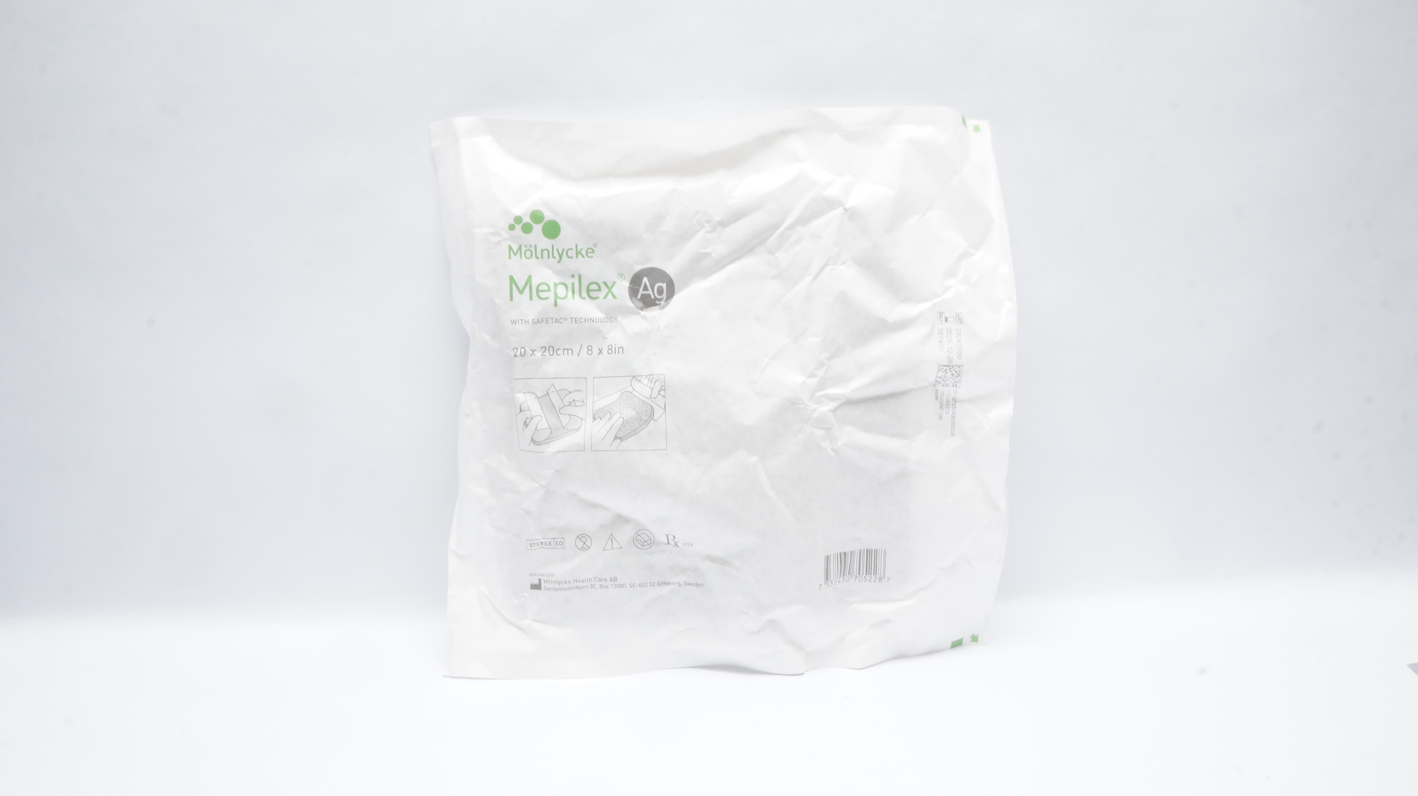 Mölnlycke 287400 Mepilex Ag Foam Dressing W/Safetac Technology 8 x 8inch