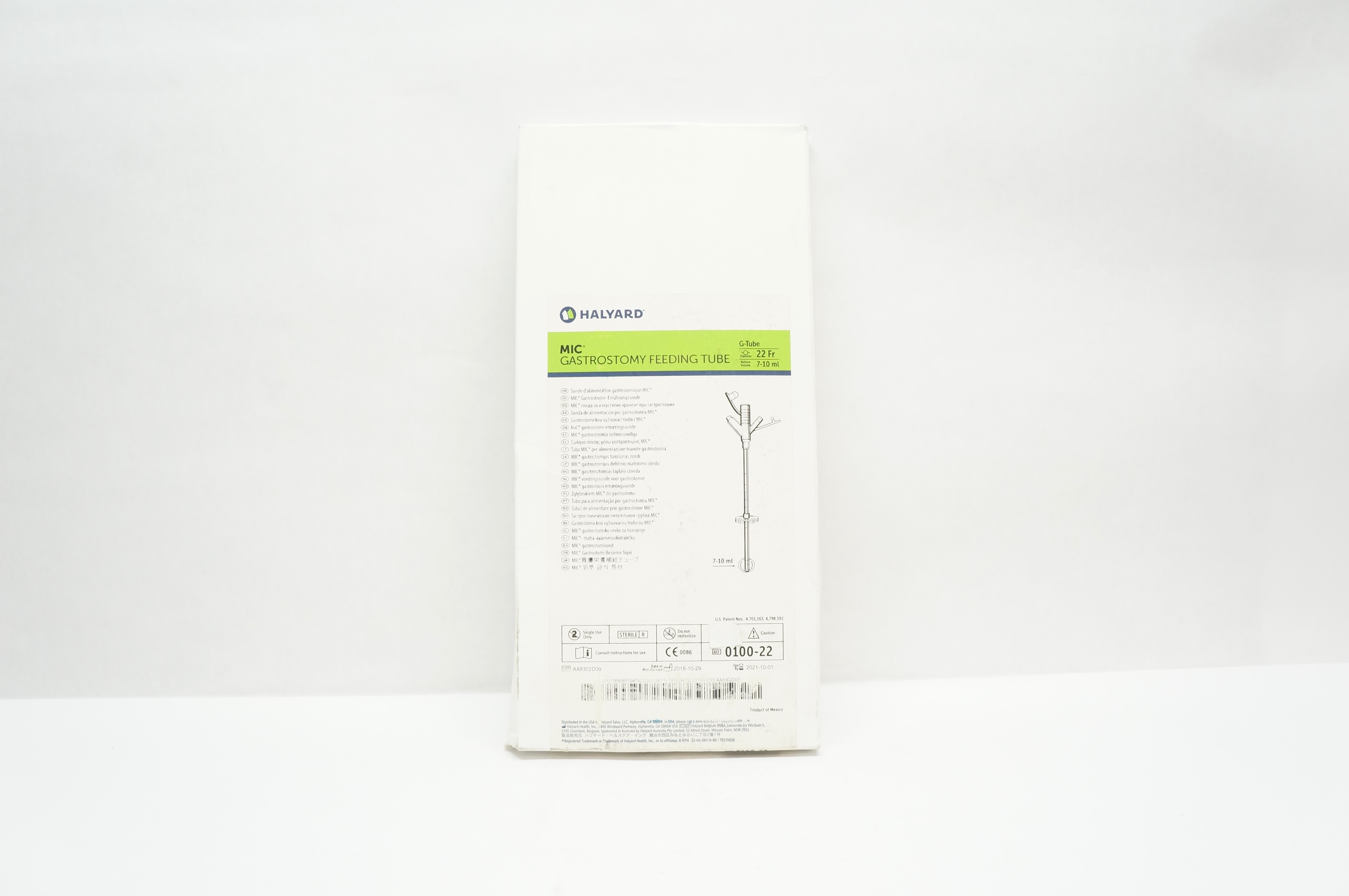 Halyard 0100-22 MIC Gastrostomy Feeding Tube 22 Fr 7-10ml (x)