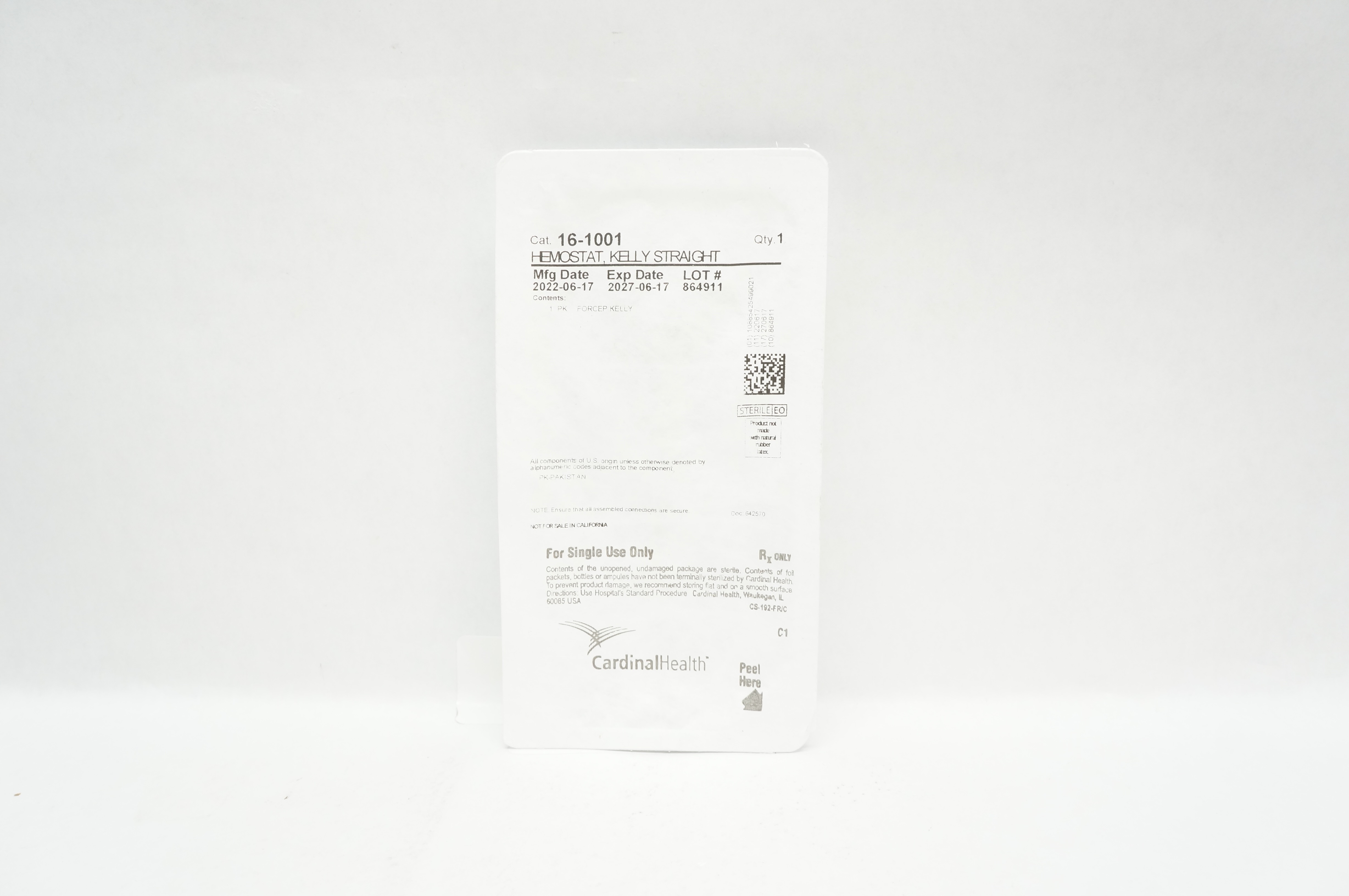 Cardinal Health 16-1001 Hemostat Forcep Kelly, Straight