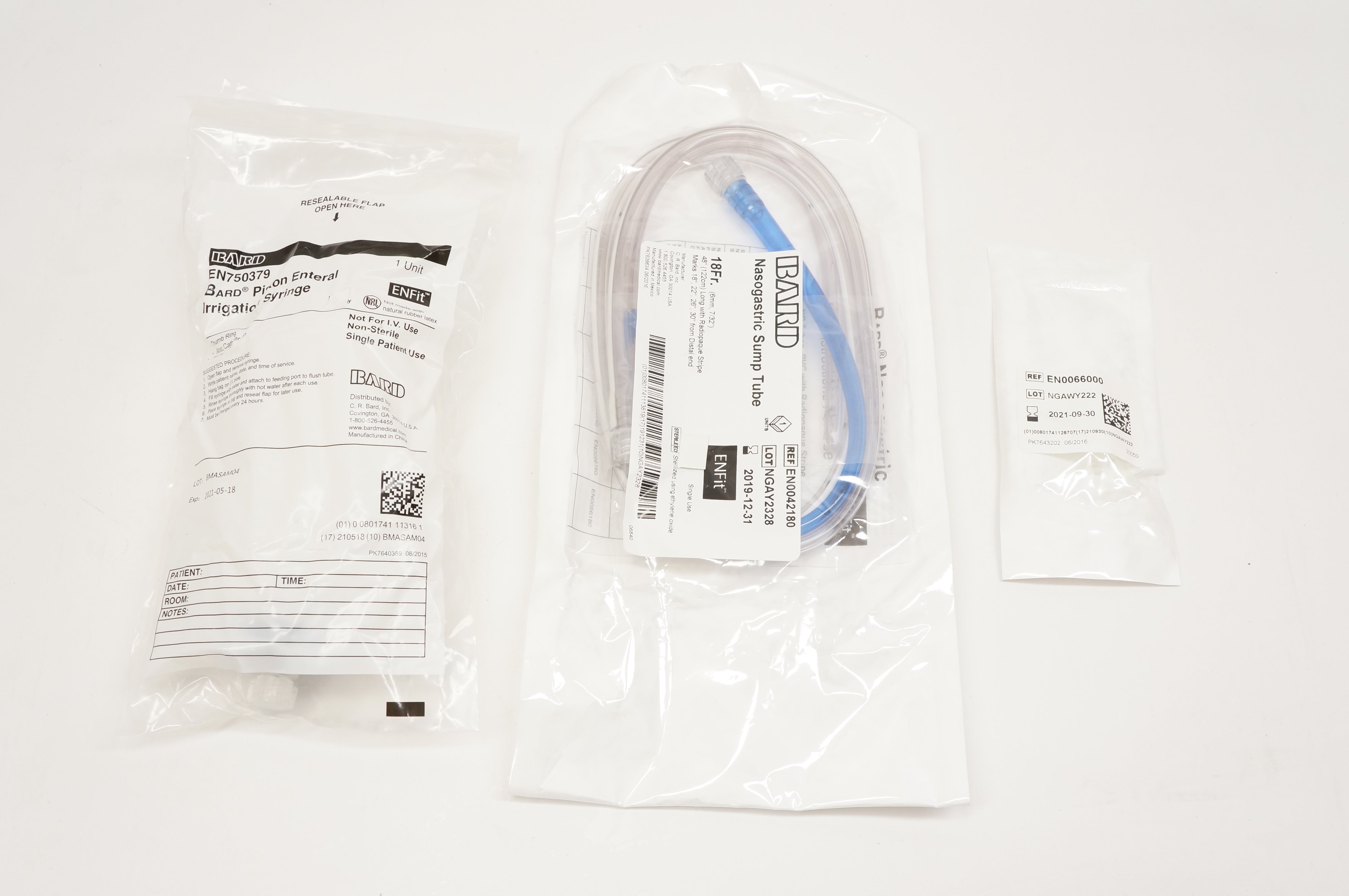 Bard EN750379 Pistol Enteral Irrigation & EN0042180 Nasogastric Sump Tube 18Fr.