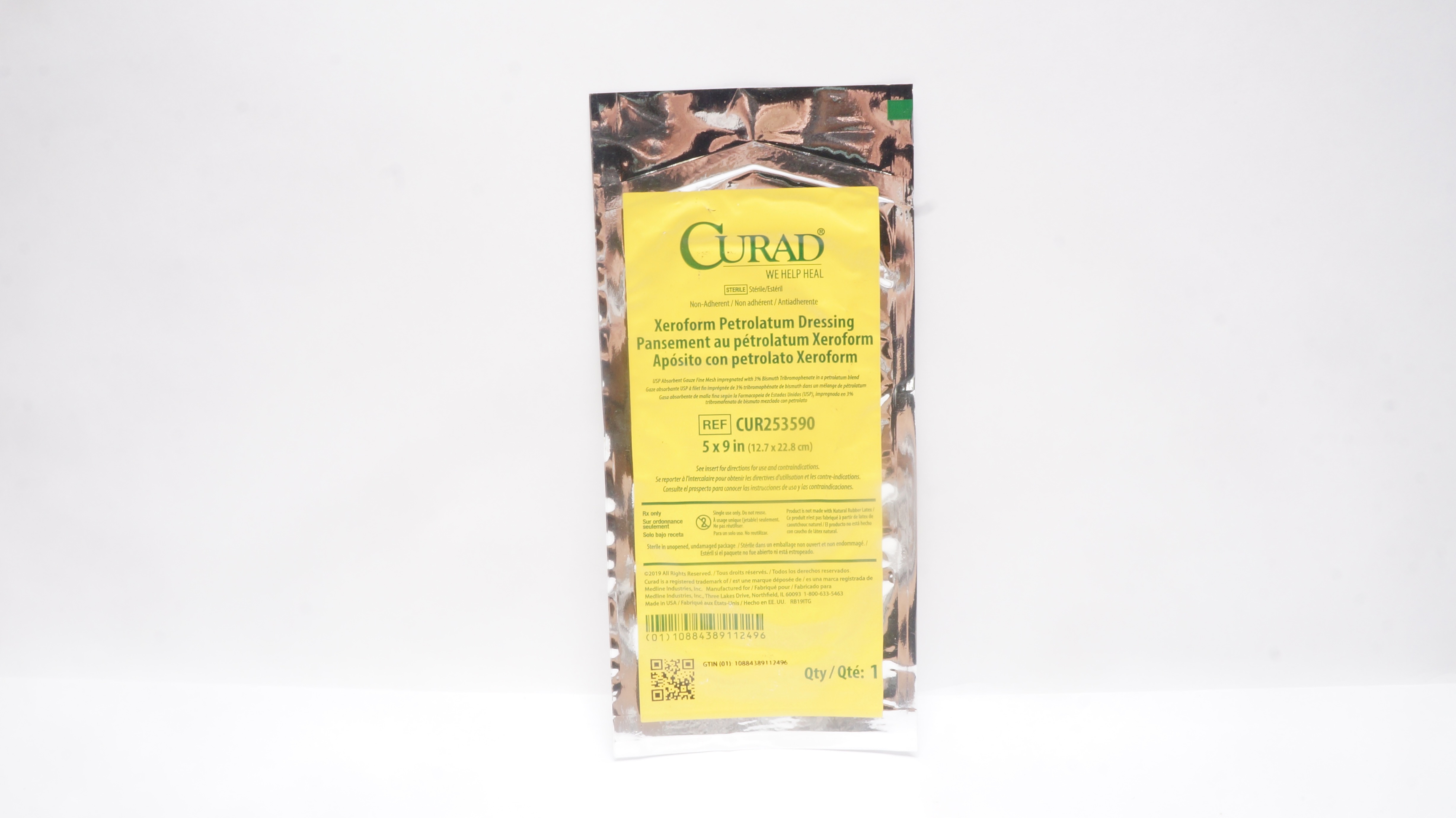 Medline CUR253590 Curad Xeroform Petrolatum Dressing 5 inch x 9 inch