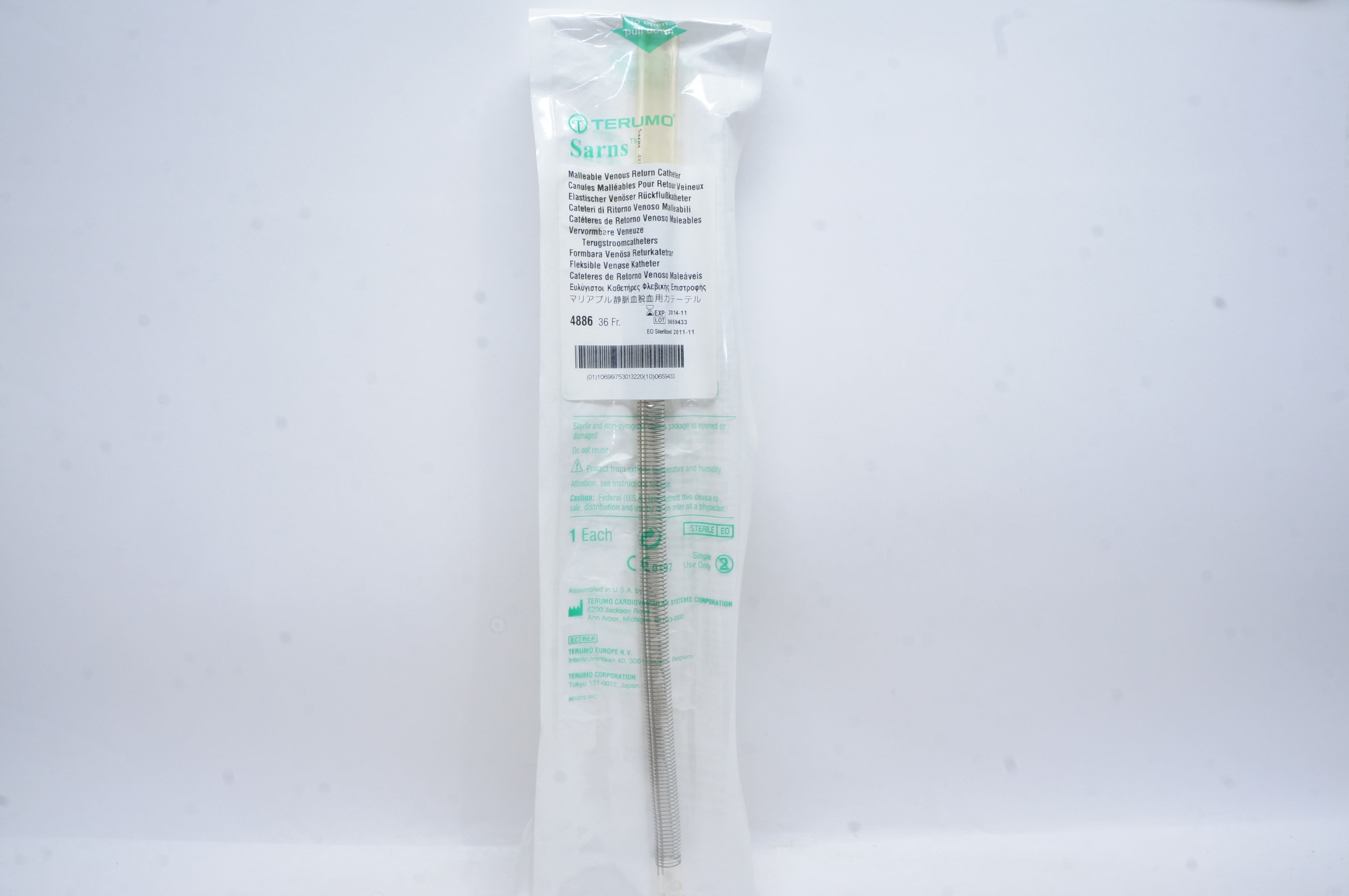 Terumo 4886 Sarns Malleable Venous Return Cath. 36Fr. (x)