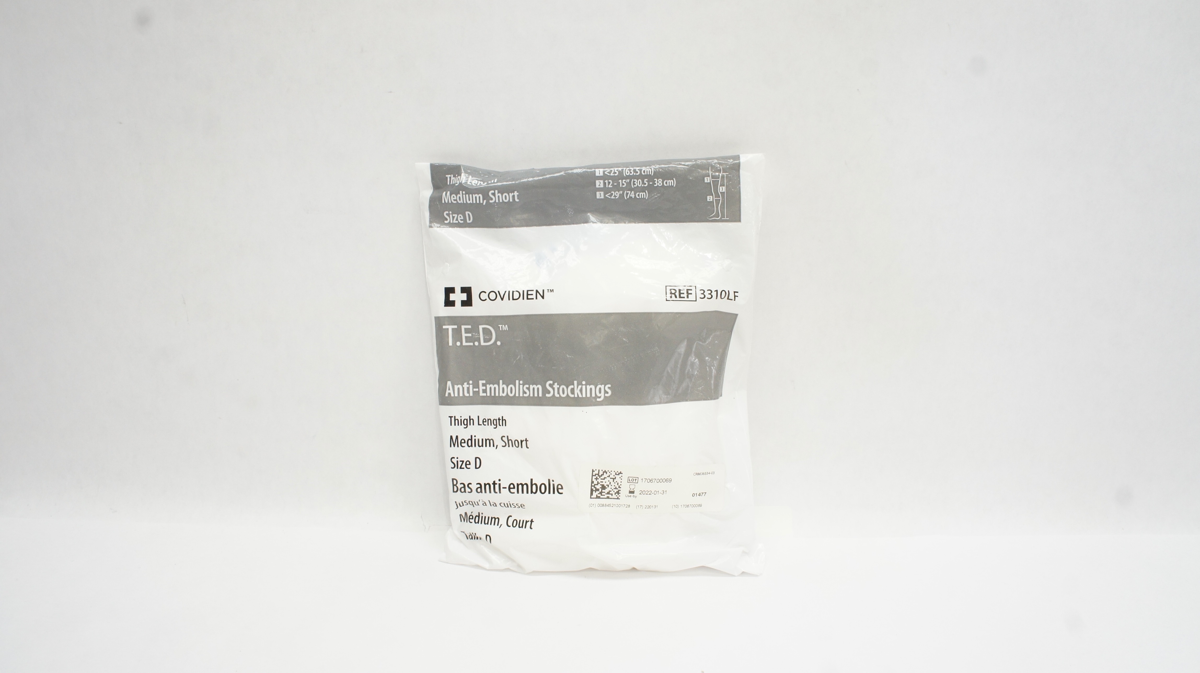Covidien 3310LF T.E.D. Anti-Embolism Stockings Thigh Length MediumShort SizeD(x)