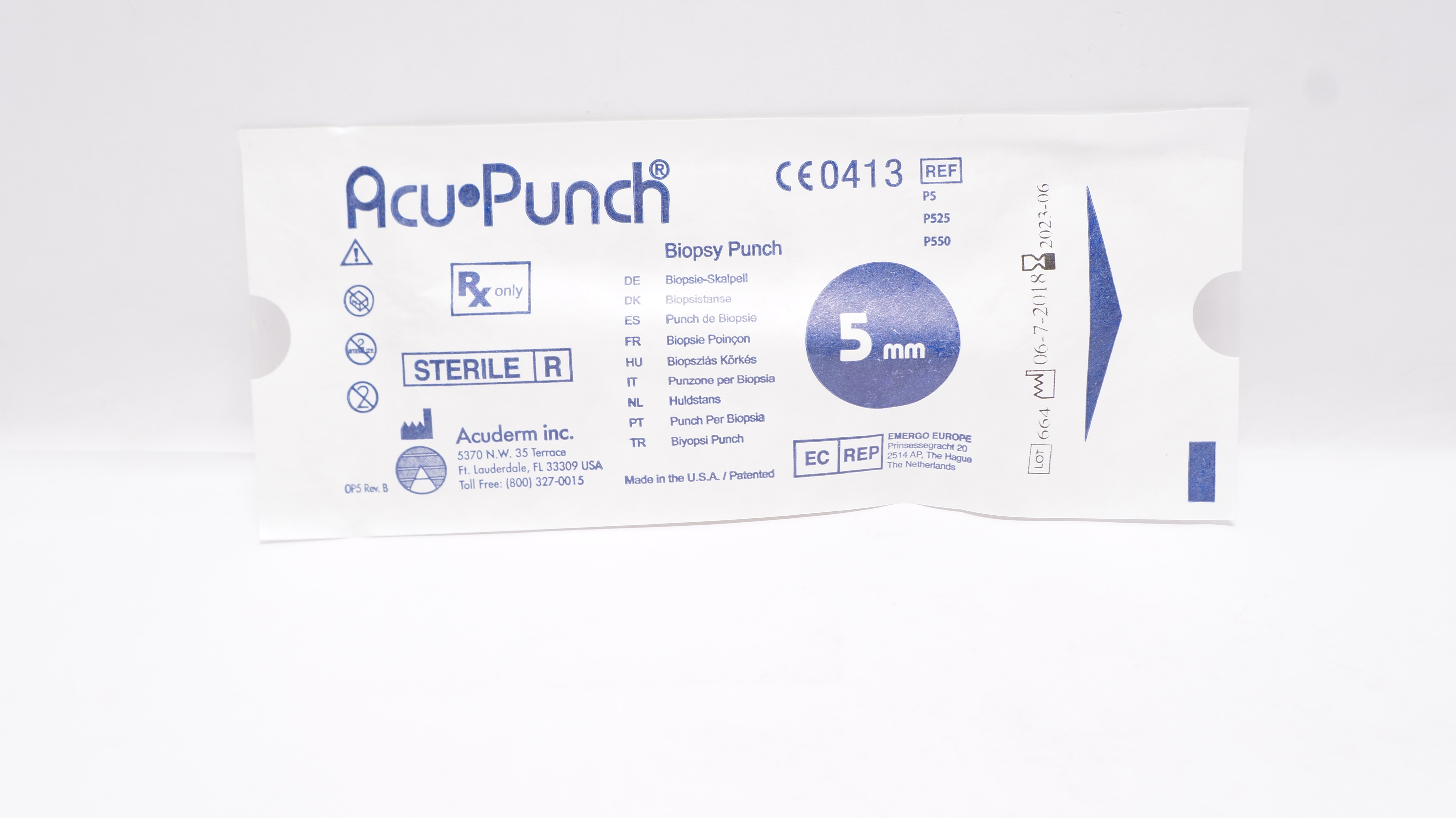 Acuderm P525/P550 Acu Punch Biopsy Punch 5mm (x)