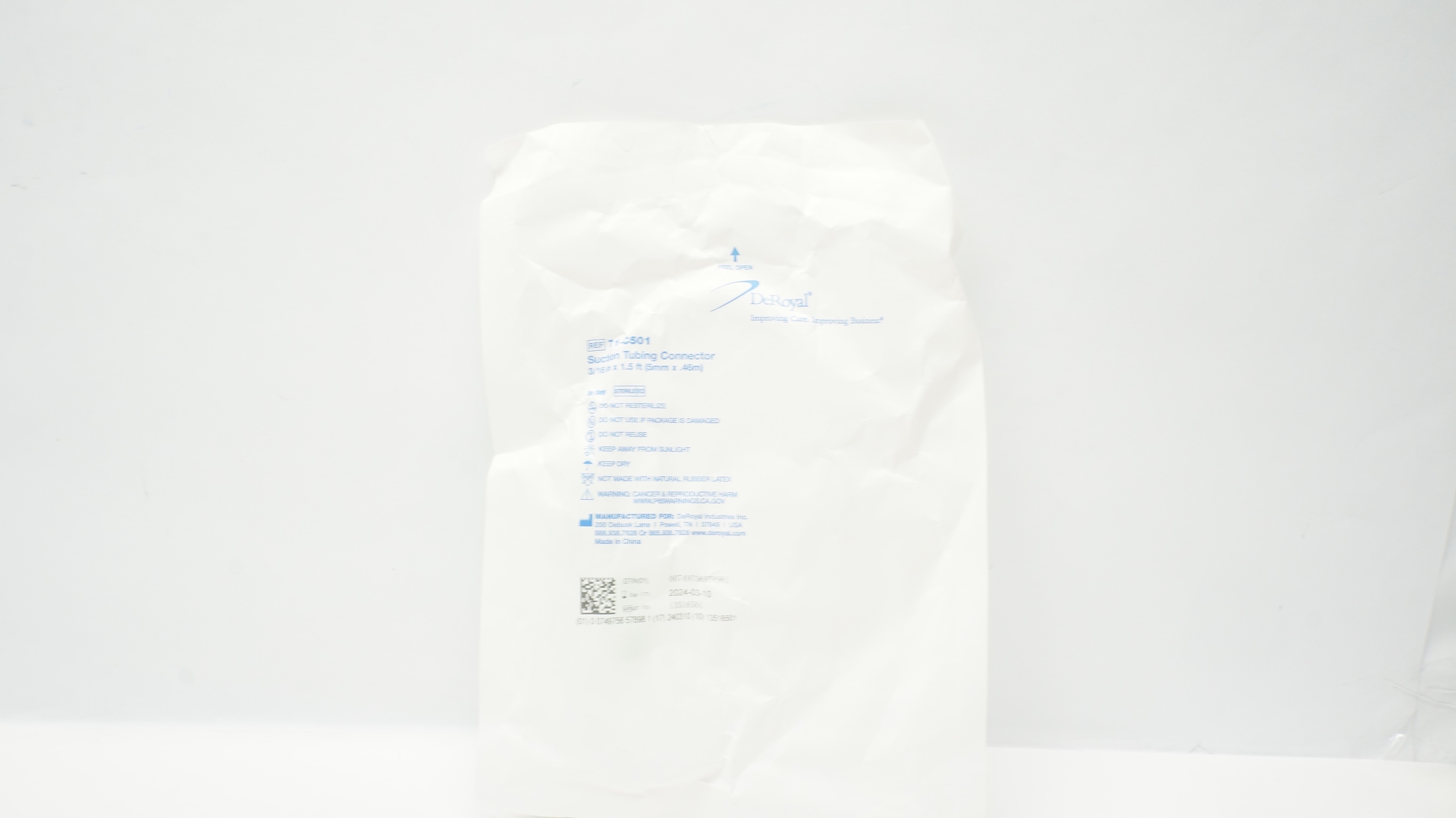 DeRoyal 71-C501 Suction Tubing Connector 3/16In x 1.5Fr (x)