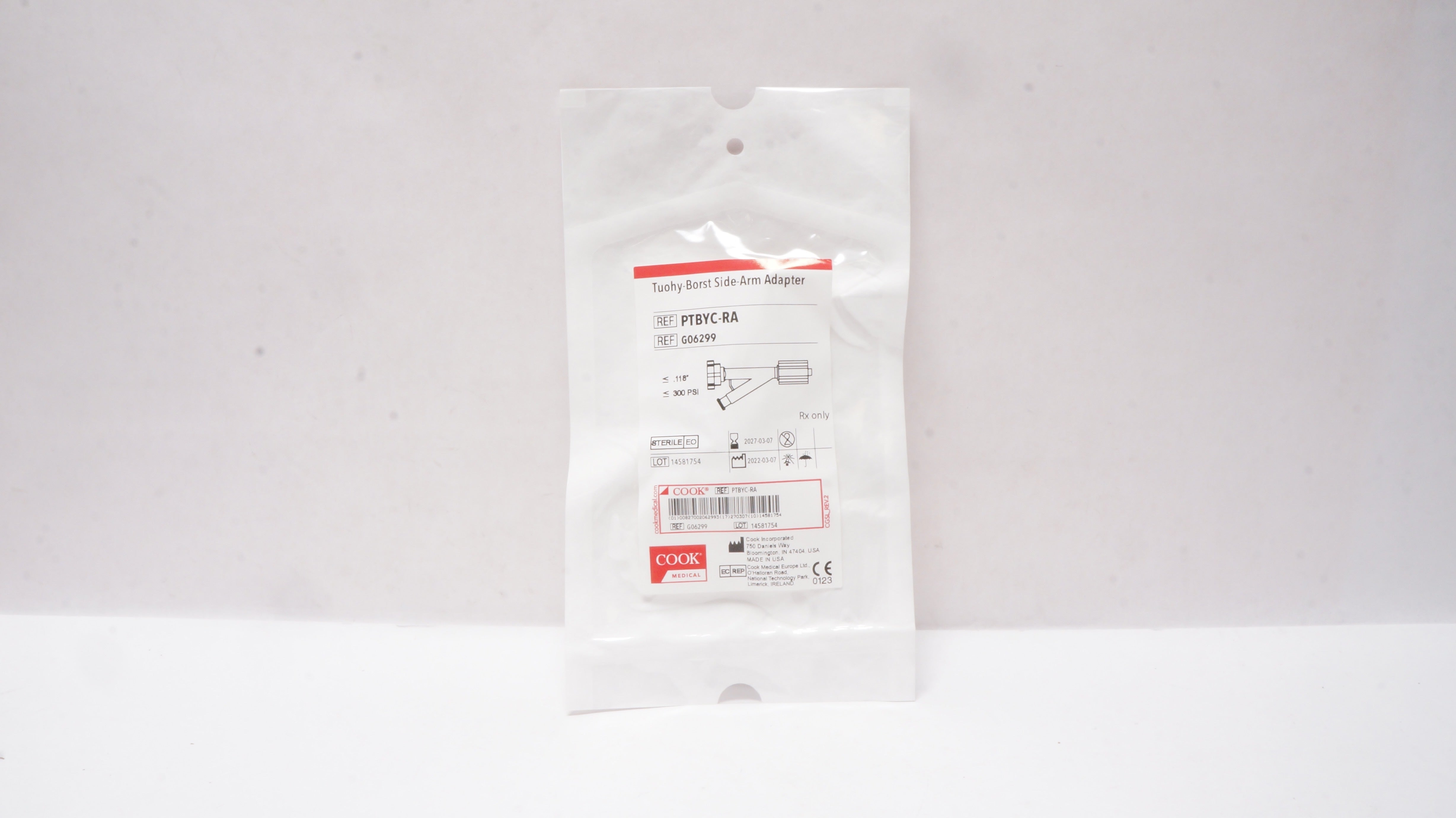 Cook Medical G06299 Tuohy-Borst Side-Arm Adapter ≤ .118inch, ≤300PSI