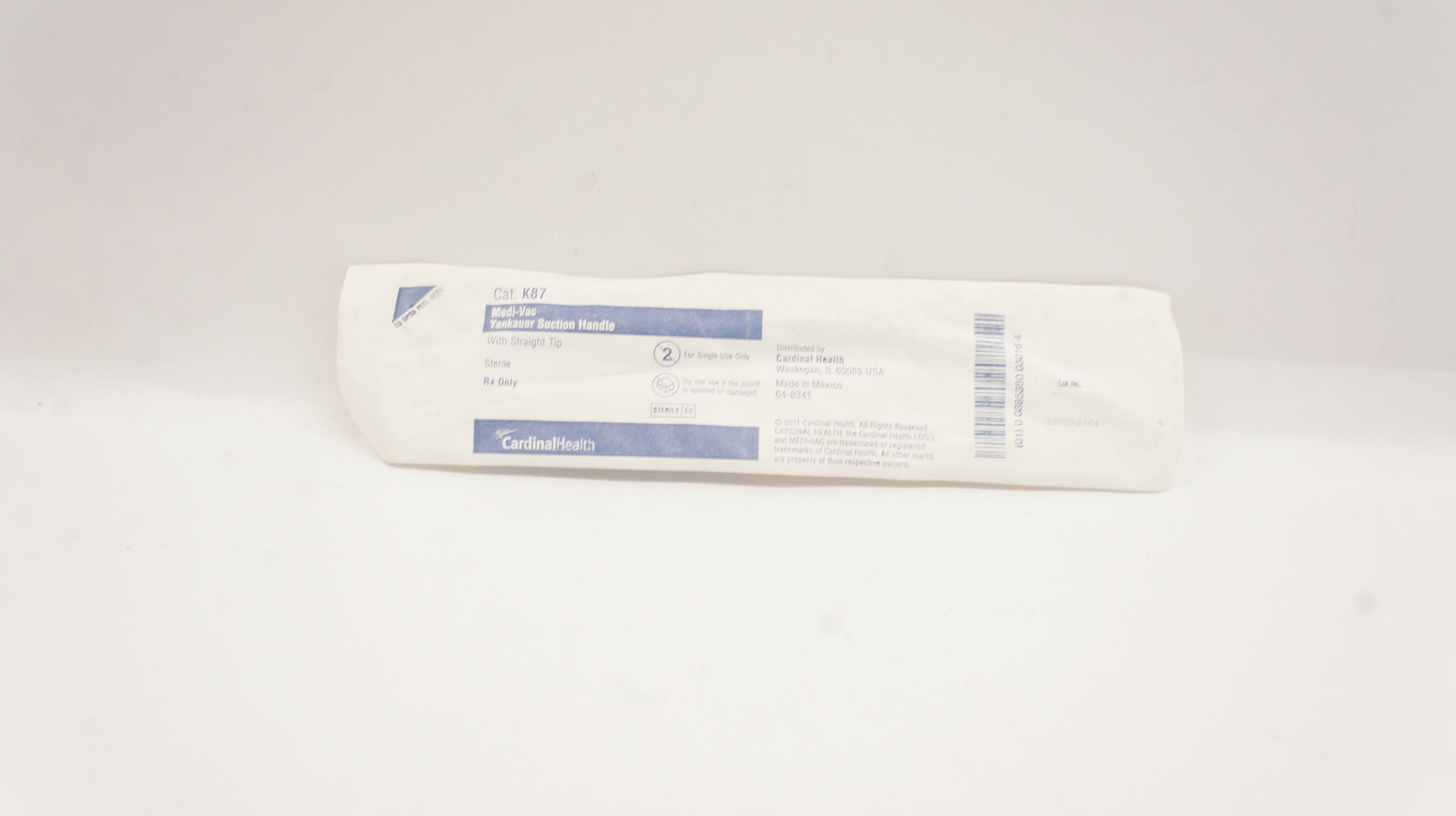 Cardinal Health K87 Medi-Vac Yankauer Suction Handle w/Straight Tip