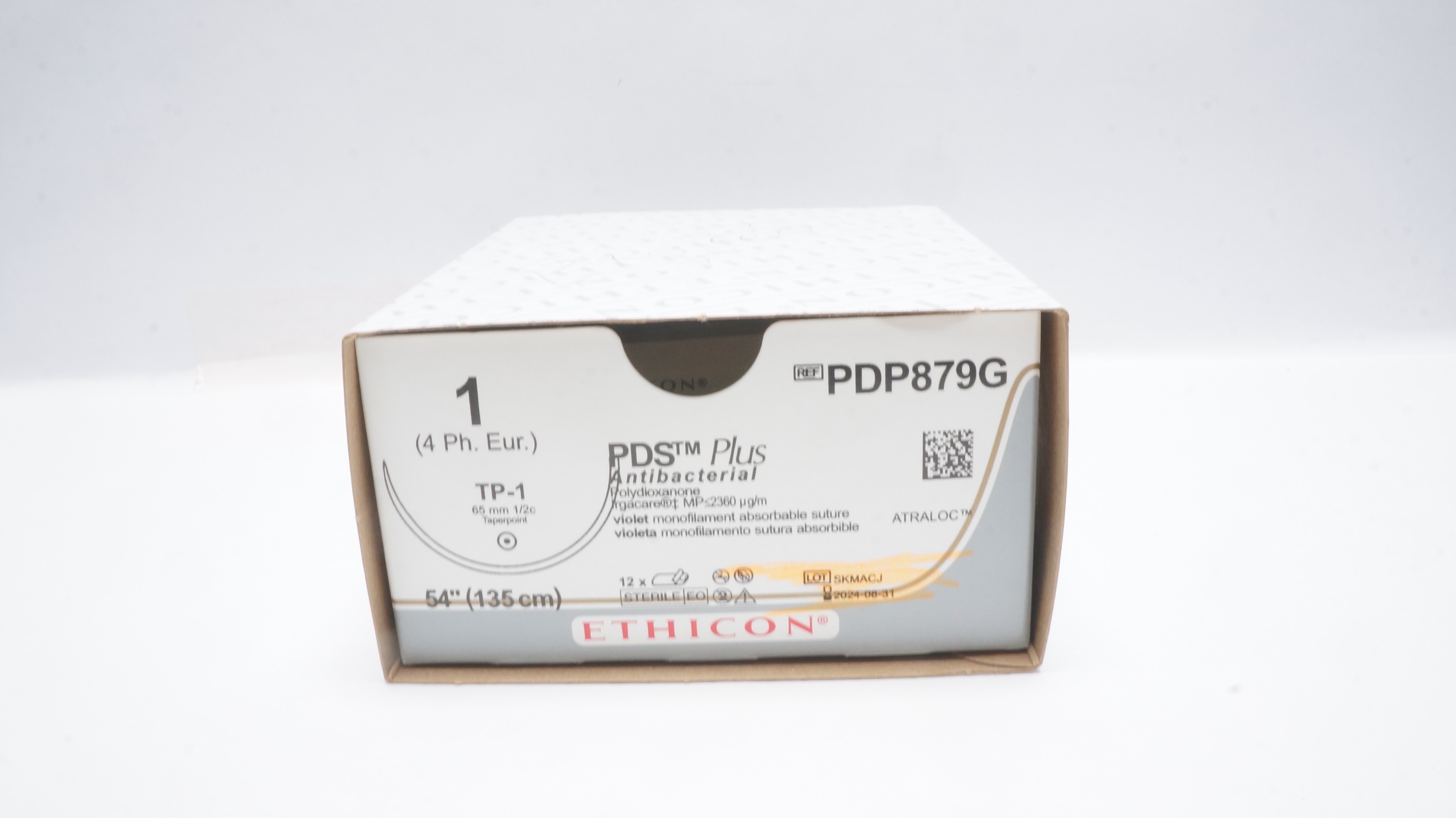 Ethicon PDP879G 1 PDS Plus Stre TP-1 65mm 1/2c Taperpoint 54inch (x) - Box of 8