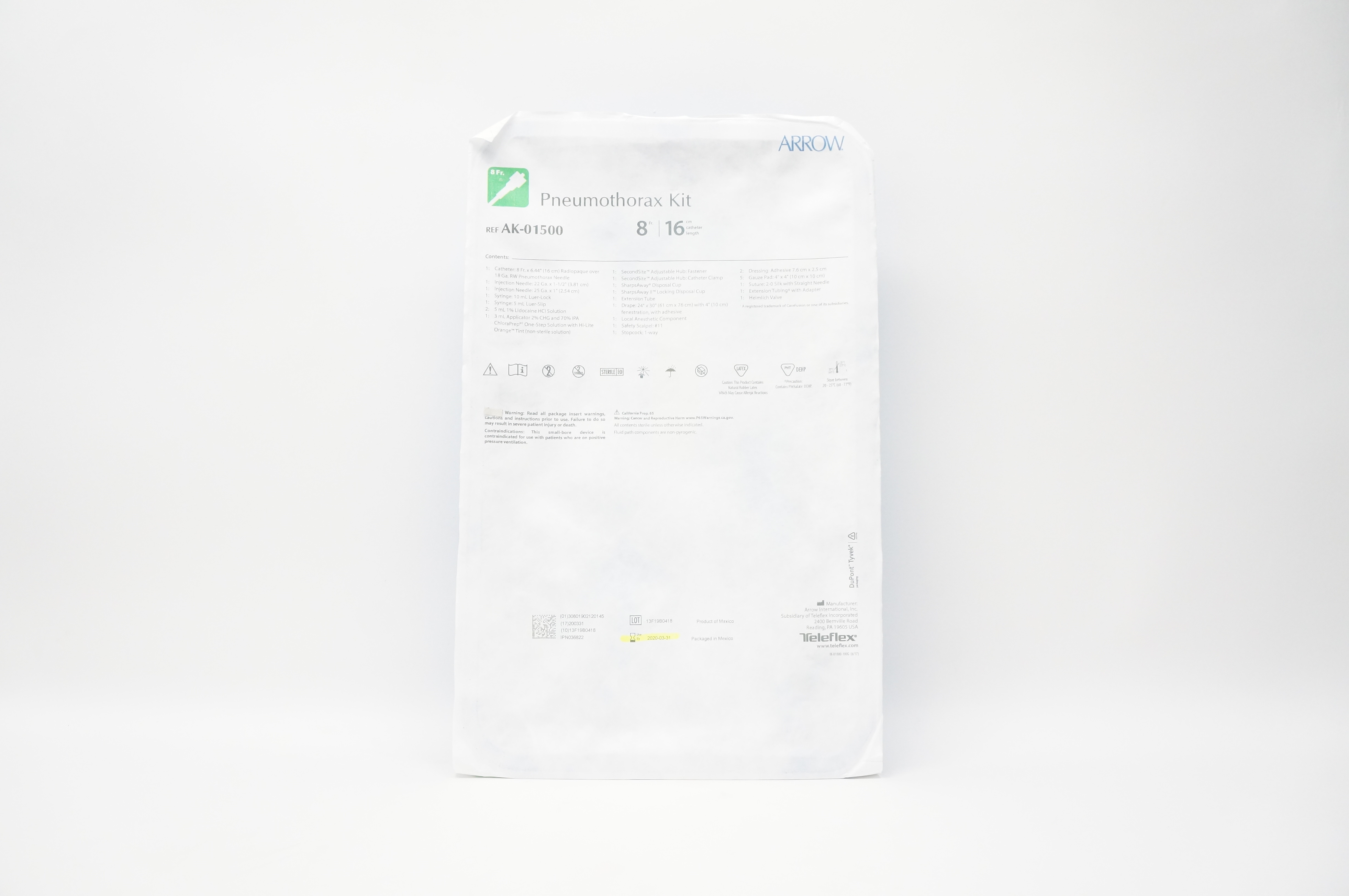Arrow AK-01500 Pneumothorax Kit 8Fr. x 16cm Length Cath. (x)