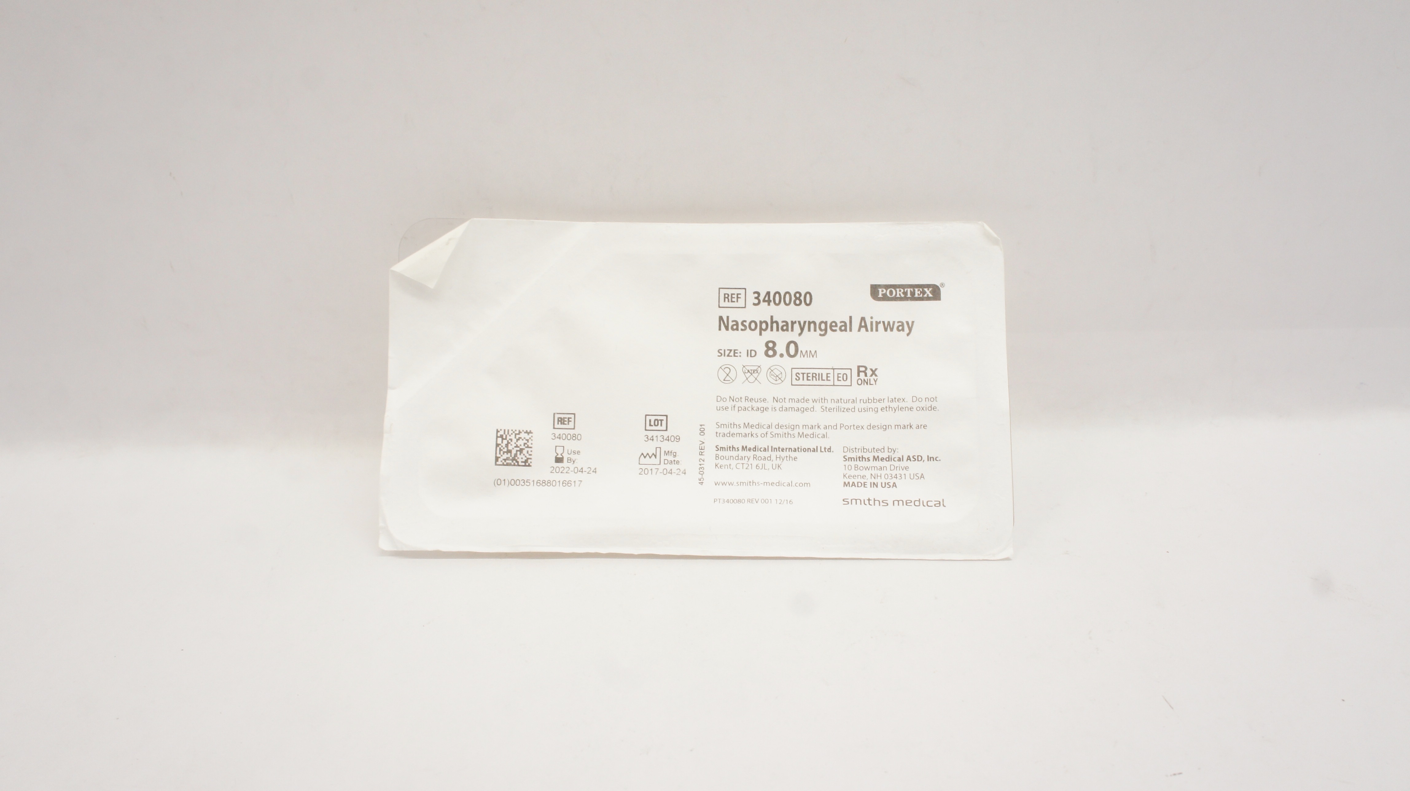 Smiths Medical 340080 Portex Nasopharyngeal Airway Size: ID 8.0 mm (x)