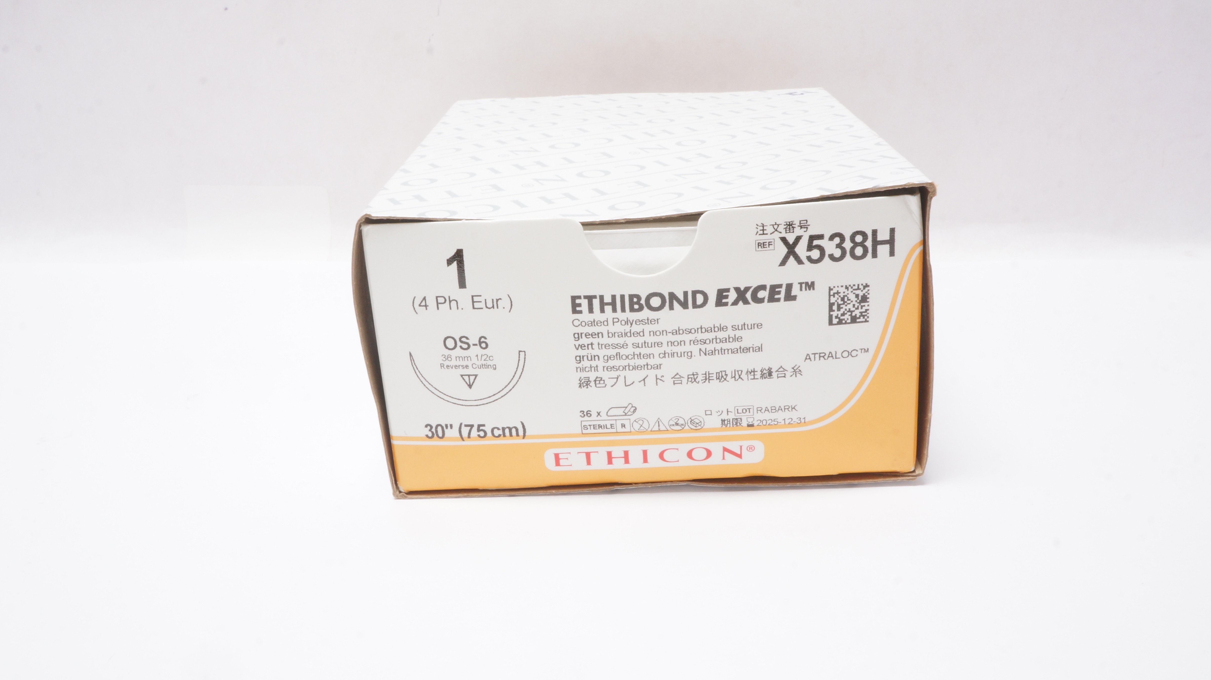 Ethicon X538H 1 Ethibond Excel Coated Stre OS-6 36mm 1/2c 30In - Box of 35