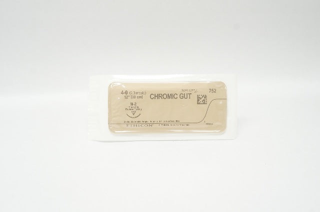 Ethicon 752 Chromic Gut 4-0 M-2 12mm 1/4c Reverse Cutting 12Inch (x)