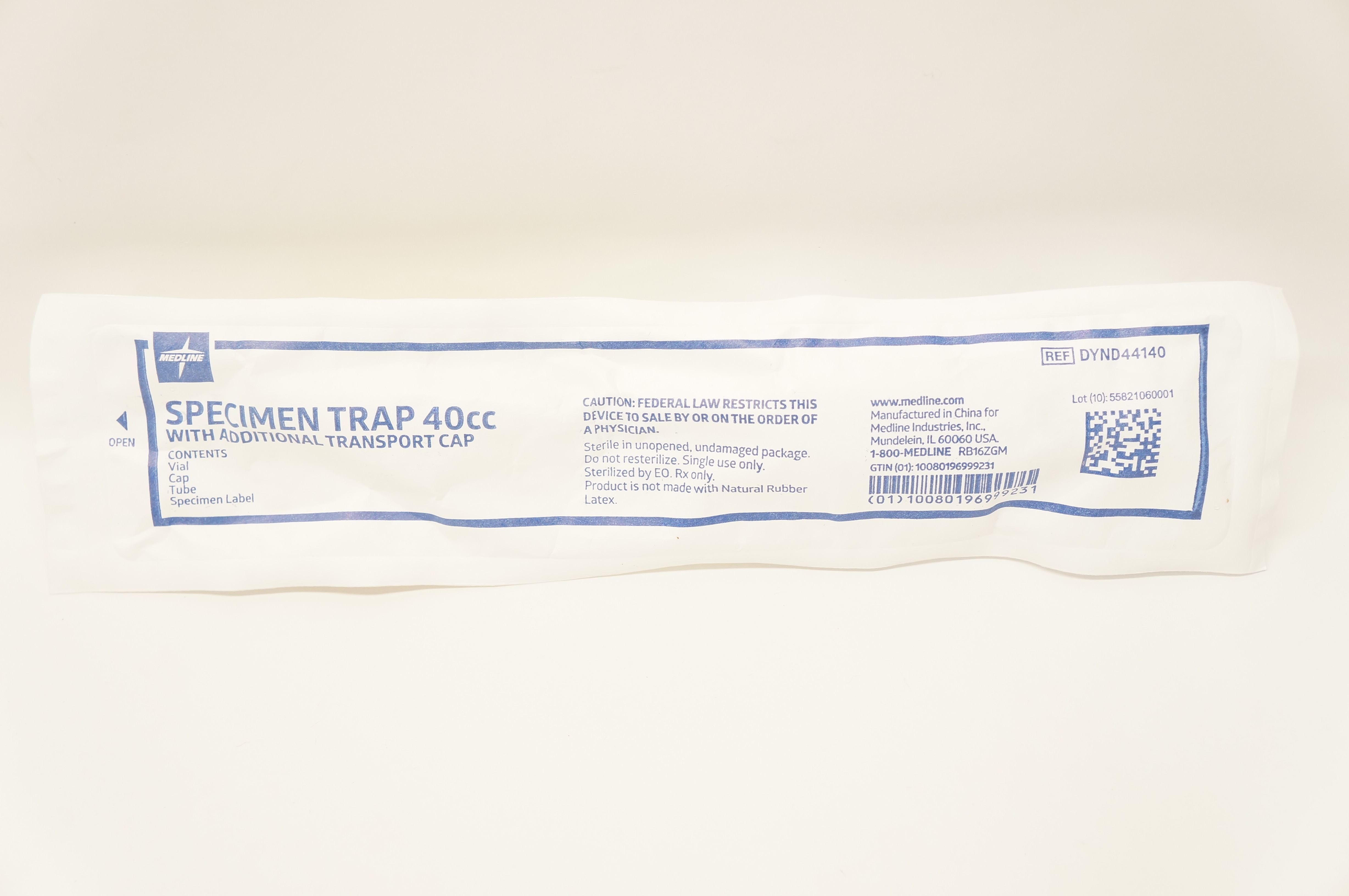Medline DYND44140 Specimen Trap with Additional Transport Cap, 40cc