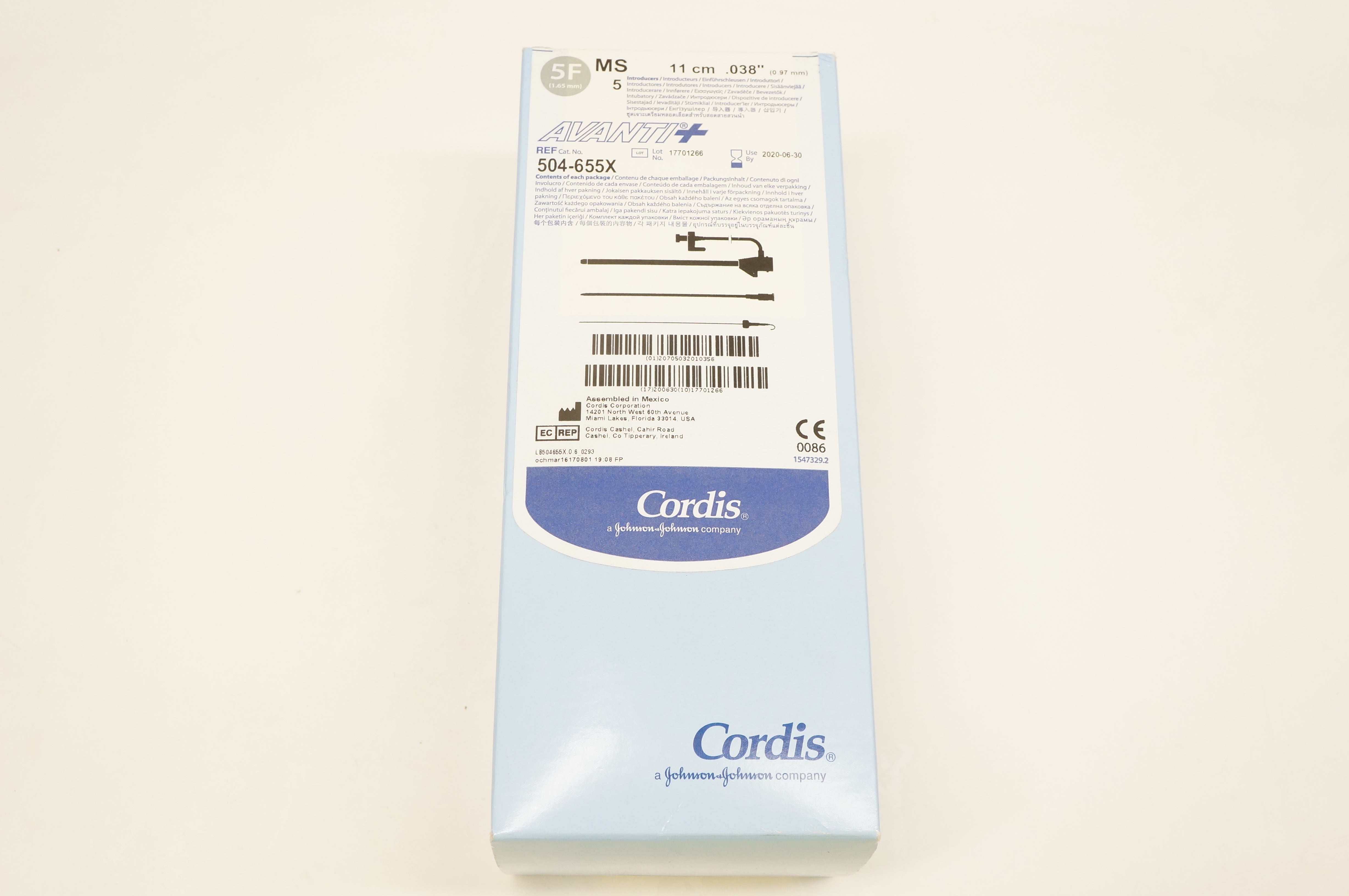Cordis 504-655X AVANTI Plus Introducers, MF 5F - Box of 5