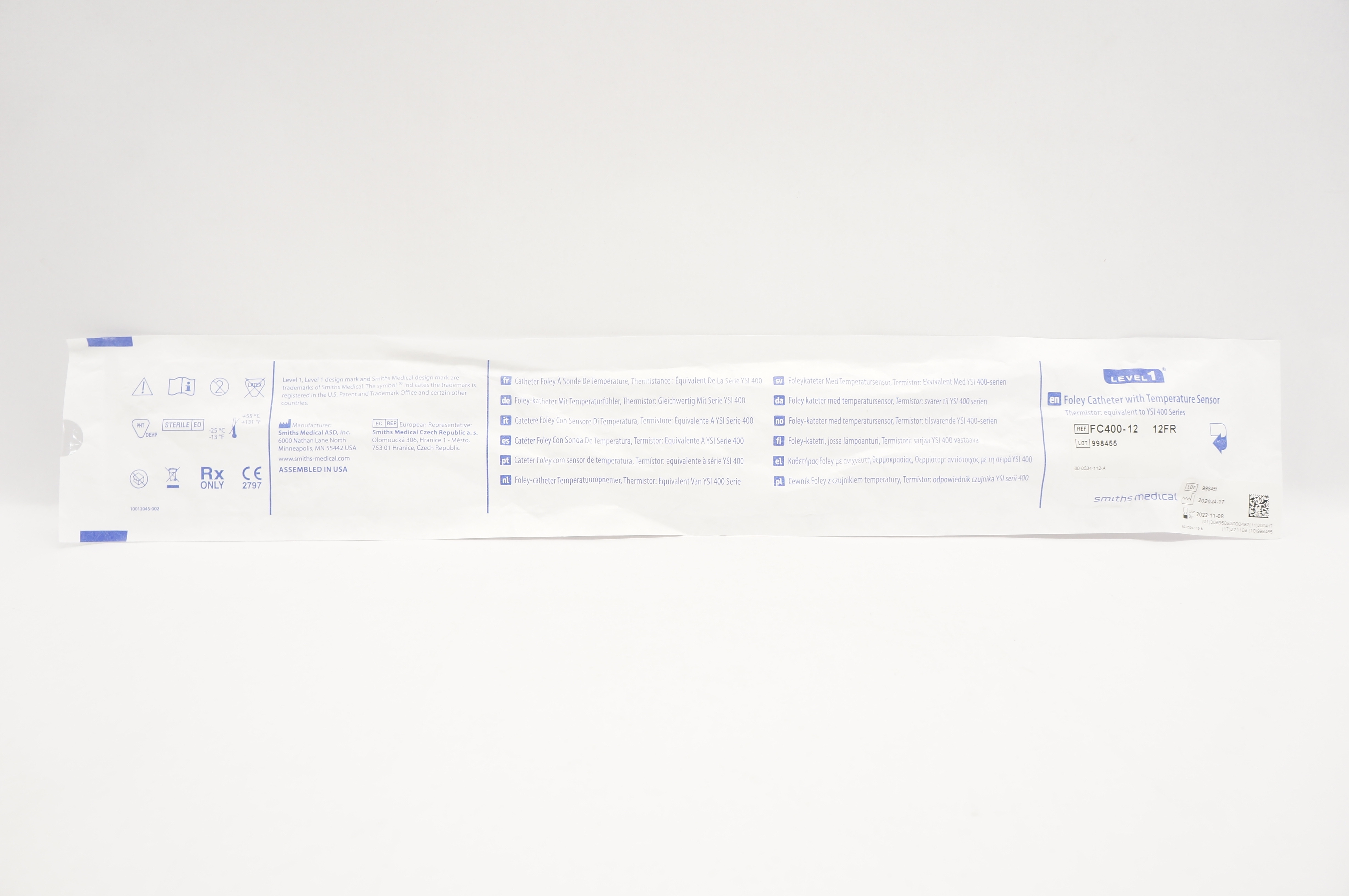 Smiths Medical FC400-12 Foley Cath W/ Temperature Sensor Level 1, 12Fr