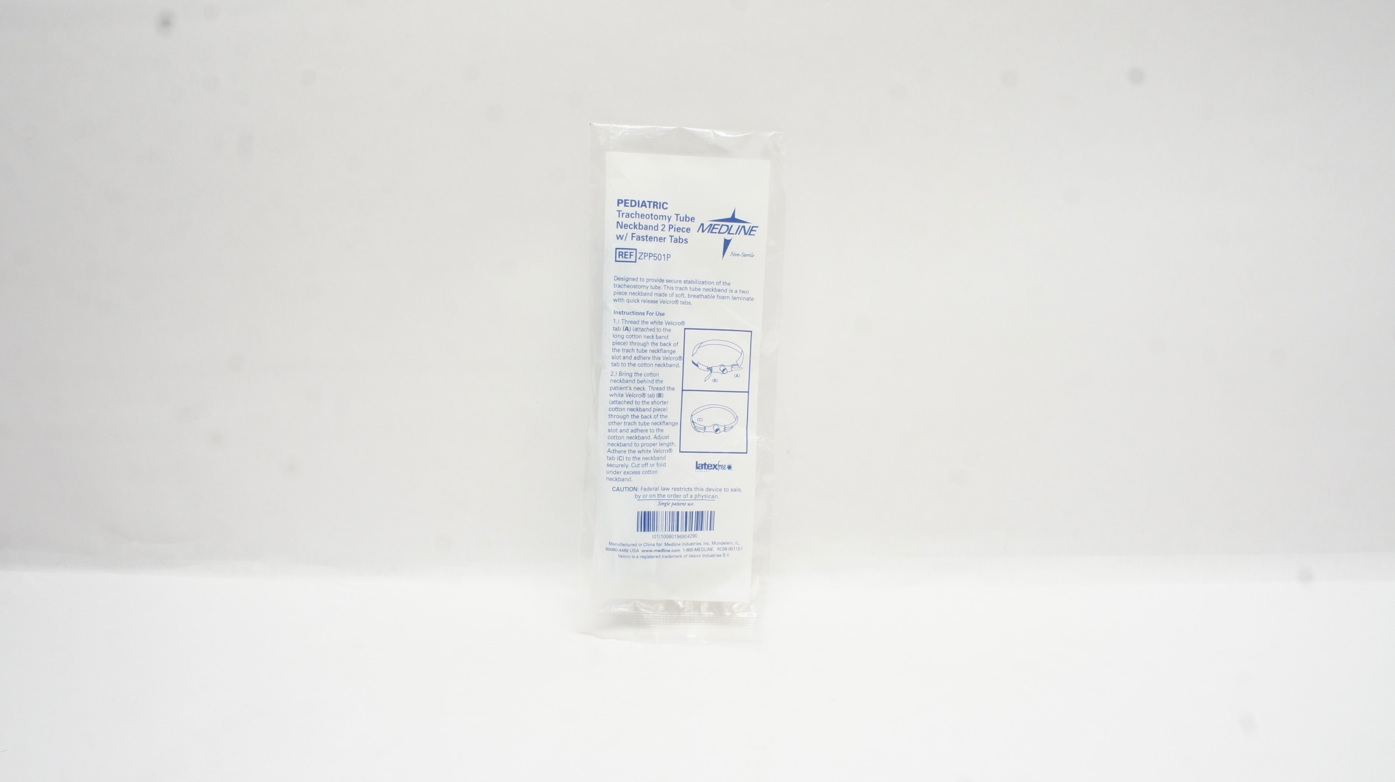 Medline ZPP501P Pediatric Tracheostomy Tube Neckband 2Piece w/Fastener Tabs
