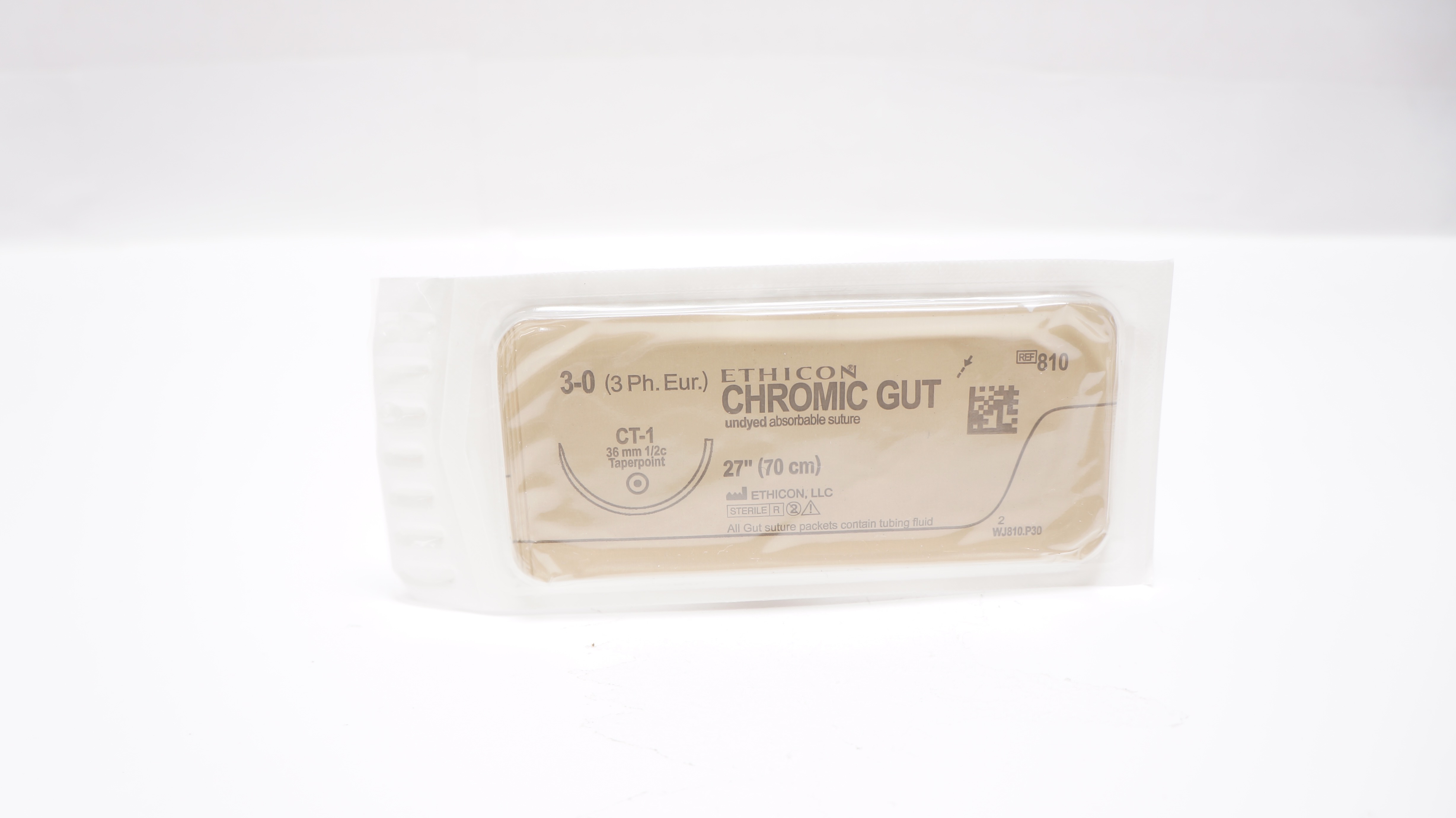 Ethicon U204 3-0 CHROMIC GUT RB-1 17mm 1/2c Taper, 27inch
