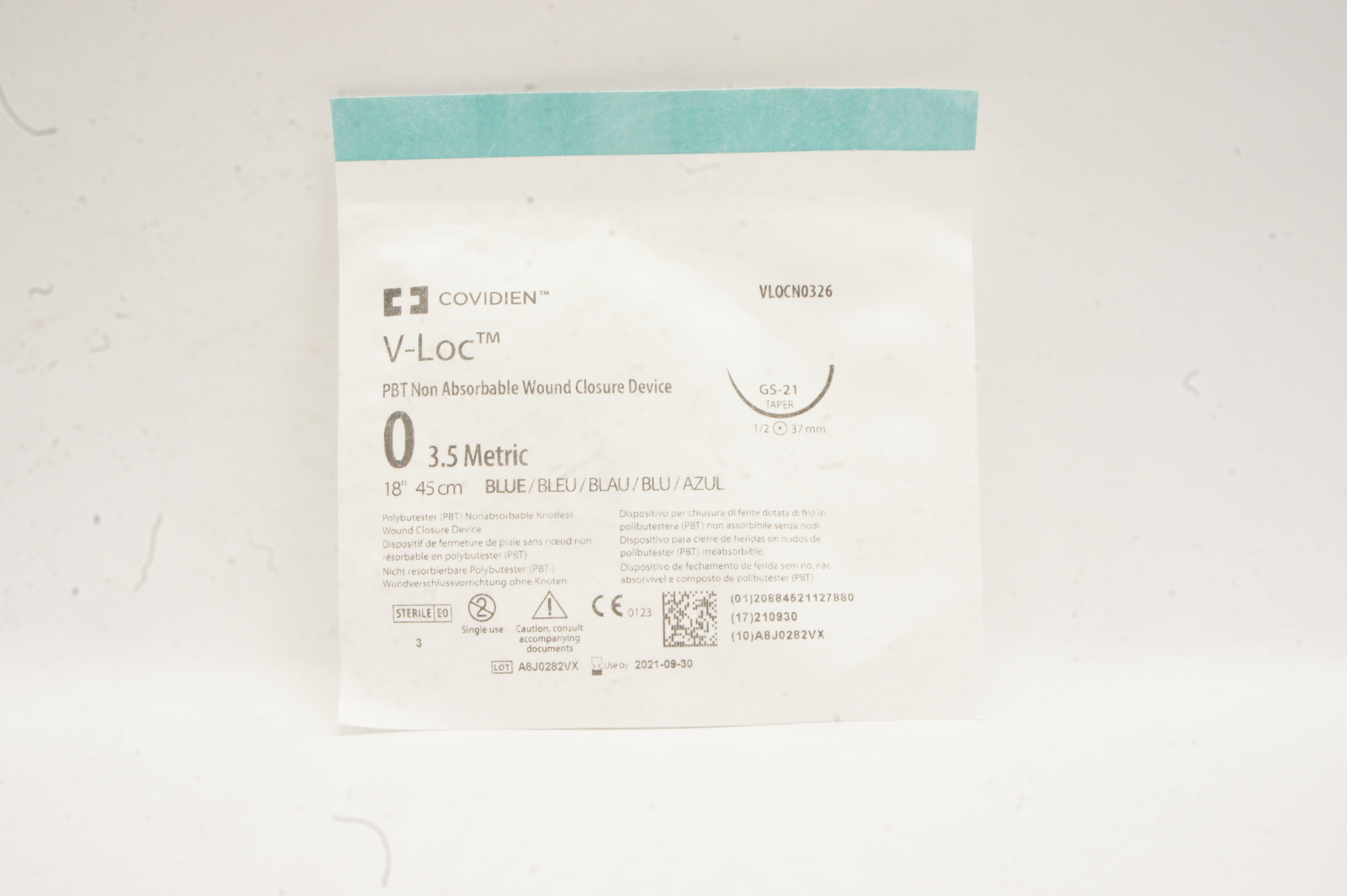 Covidien VLOCNO326 V-LOC GS-21 PBT Non Absorbable Wound Closure Device 18inch