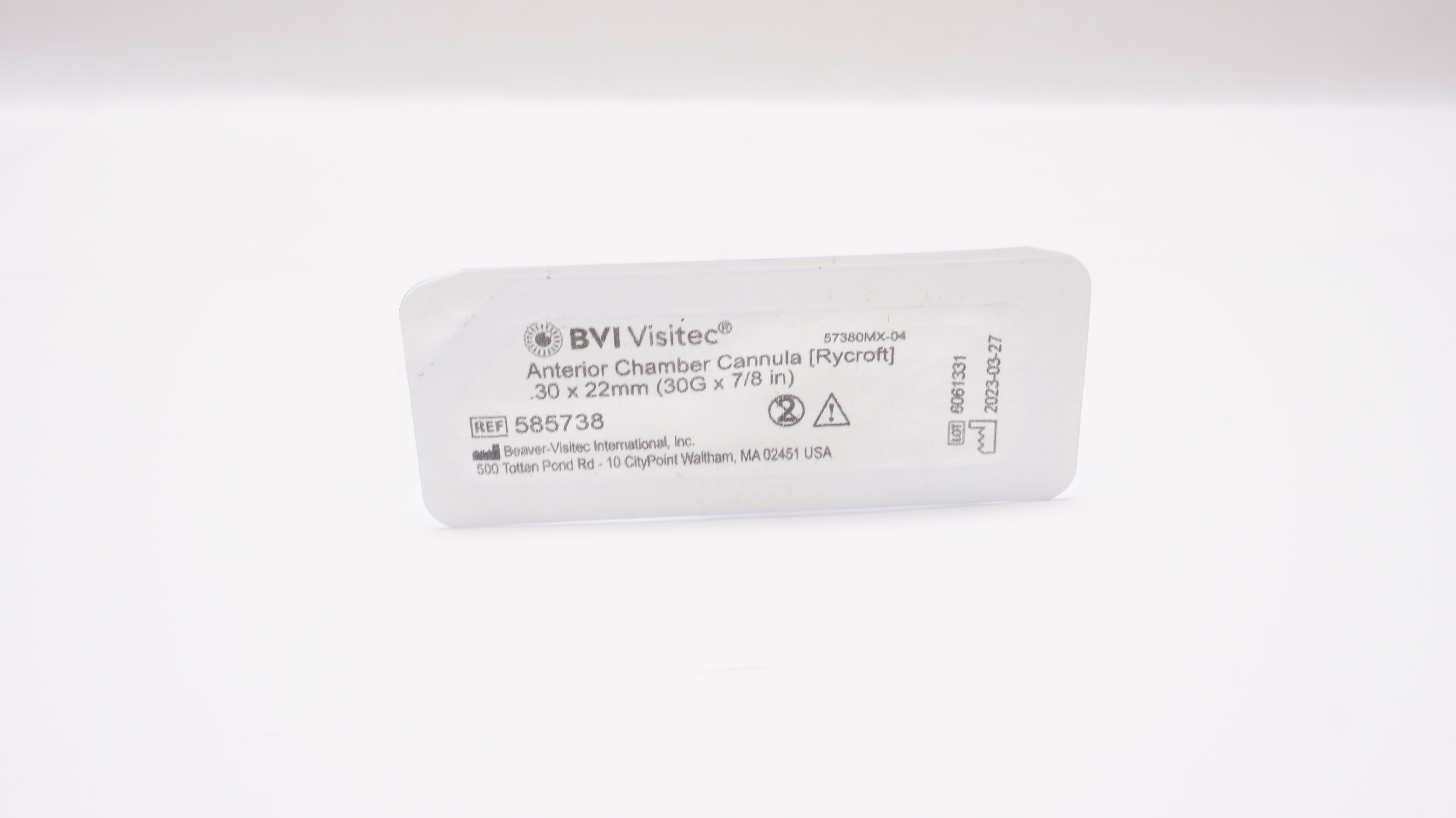Beaver-Visitec 585738 BVI Visitec Anterior Chamber Cannula 30 x 22mm