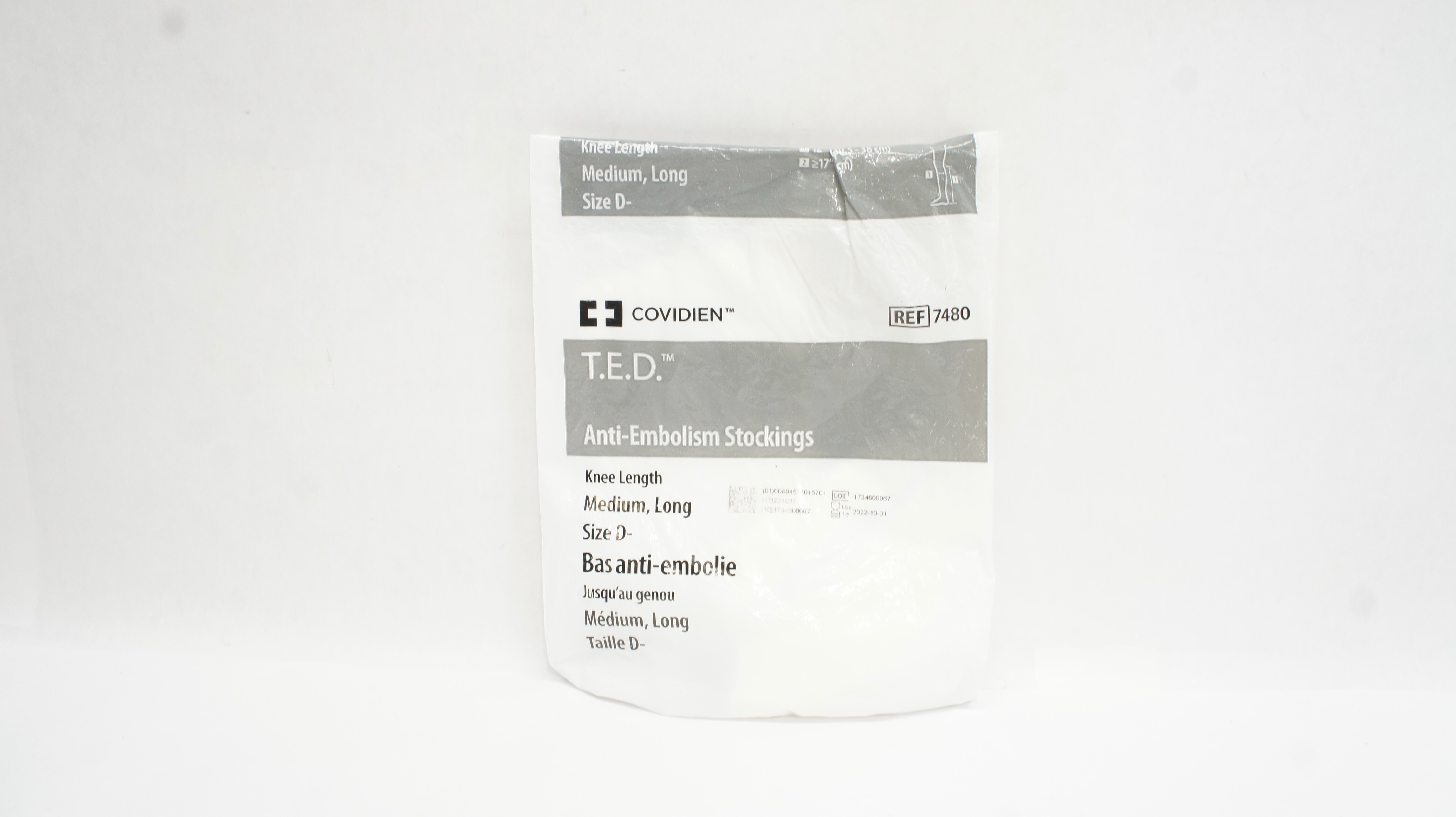 Covidien 7480 T.E.D. Anti-Embolism Stockings Medium, Long, Size D- (x)