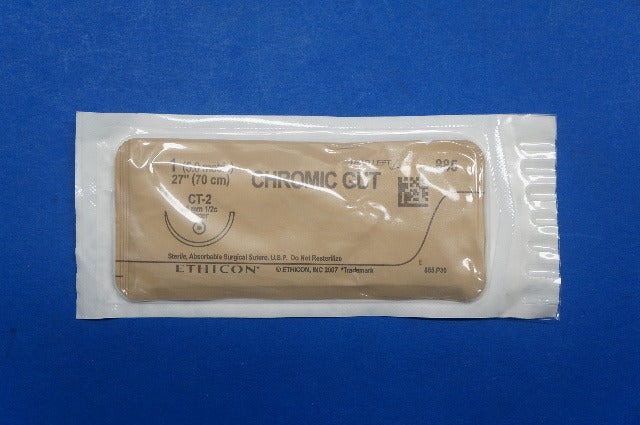 Ethicon 885 1 CHROMIC GUT,  CT-2 26mm 1/2c Taper, 27