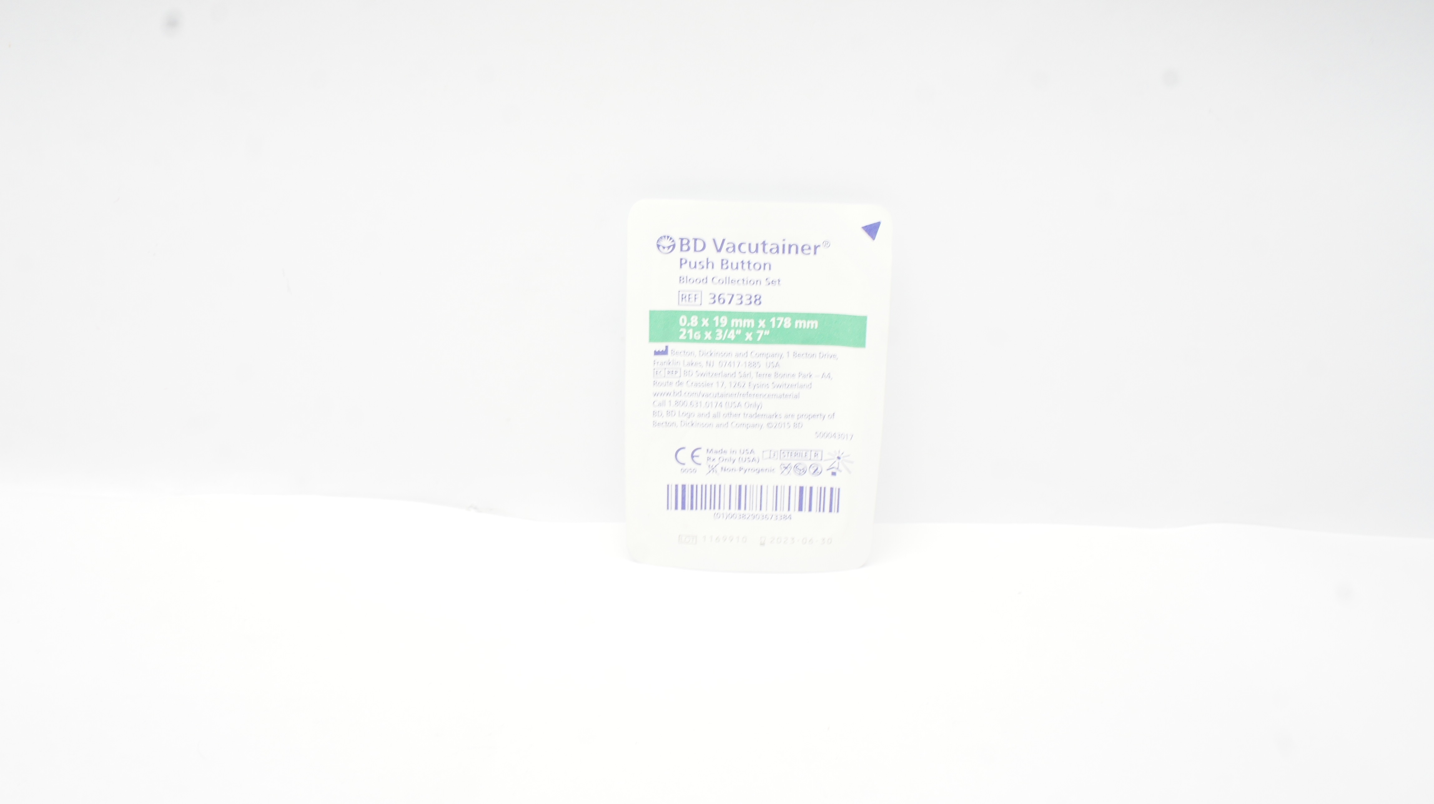 BD 367338 Vacutainer Push Button Blood Collection Set 21G x 3/4In x 7In (x)