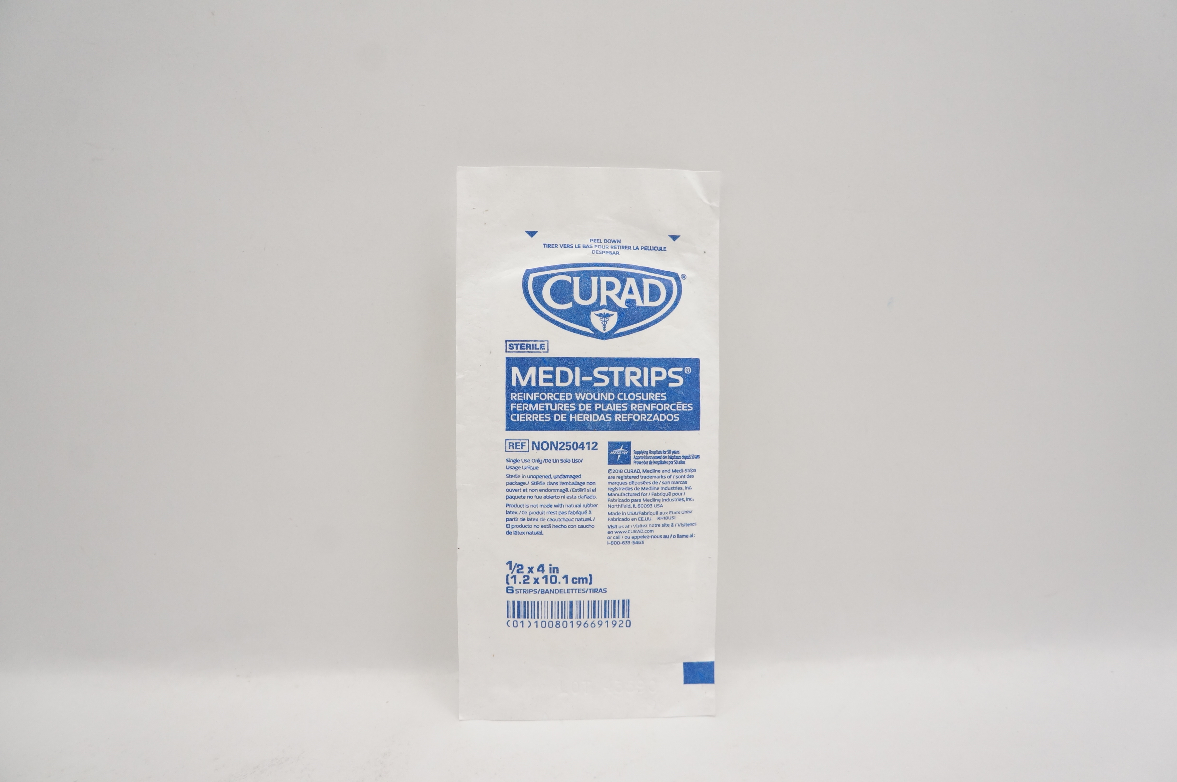 Medline NON250412 Medi-Strips Reinforced Wound Closures 1/2 x 4 inch - Pack of 6