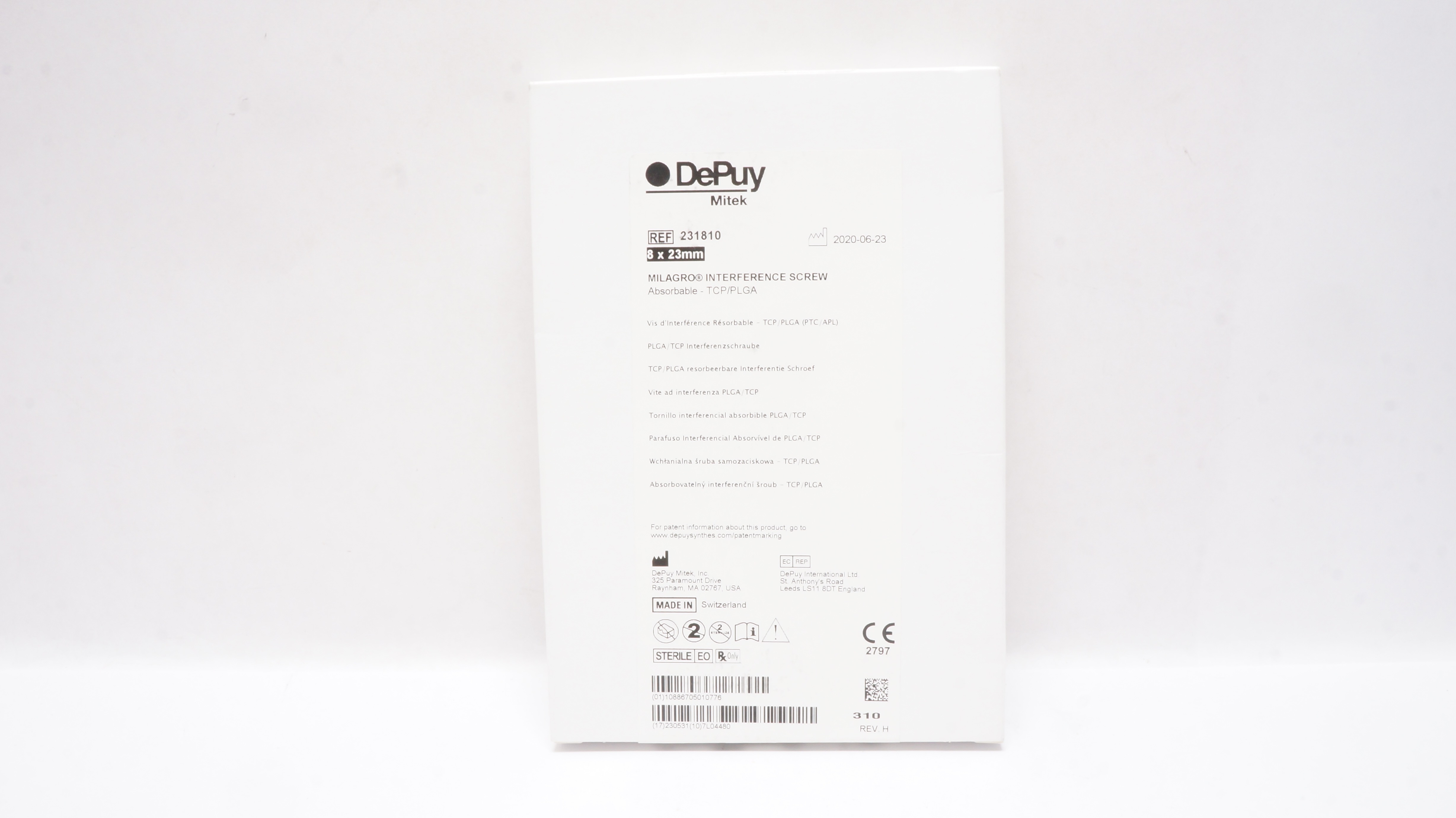 DePuy 231810 Mitek Milagro Interference Screw 8 x 23mm (x)