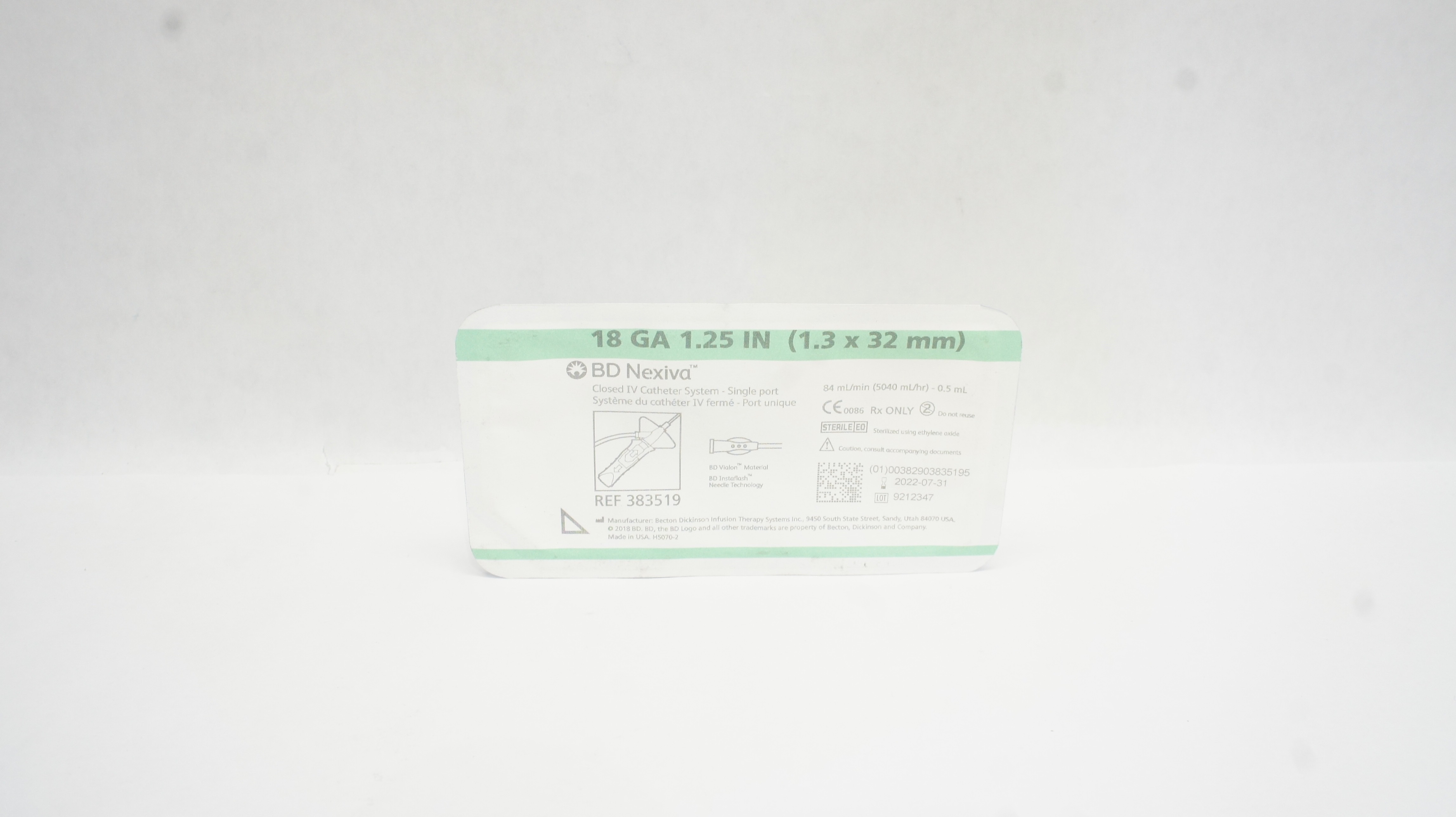 BD 383519 Nexiva Closed IV Cath. System 18Ga x1.25inch 84mL/min-0.5mL (x)