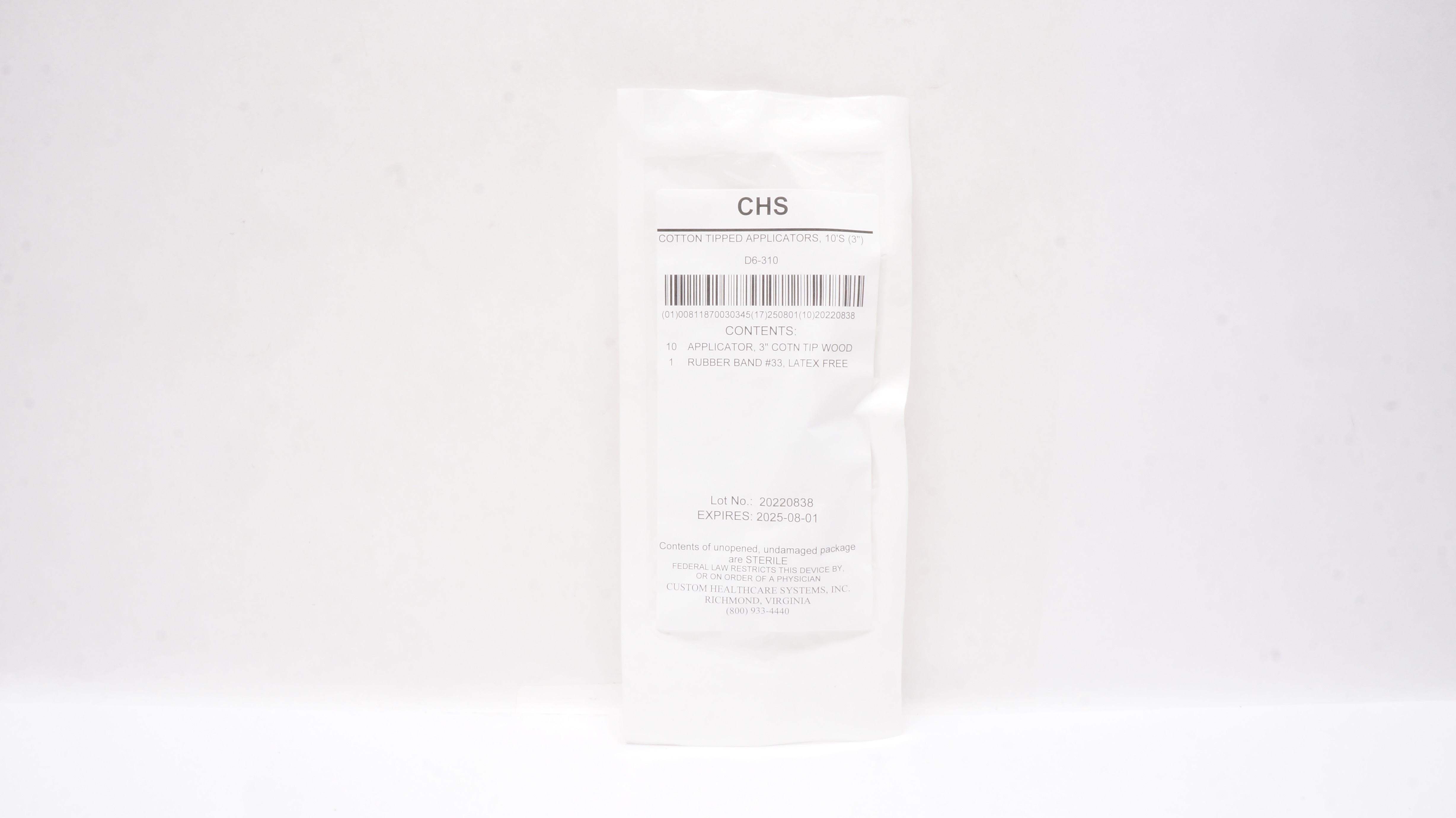 CHS D6-310 Cotton Tipped Applicators 3inch - Pack of 10