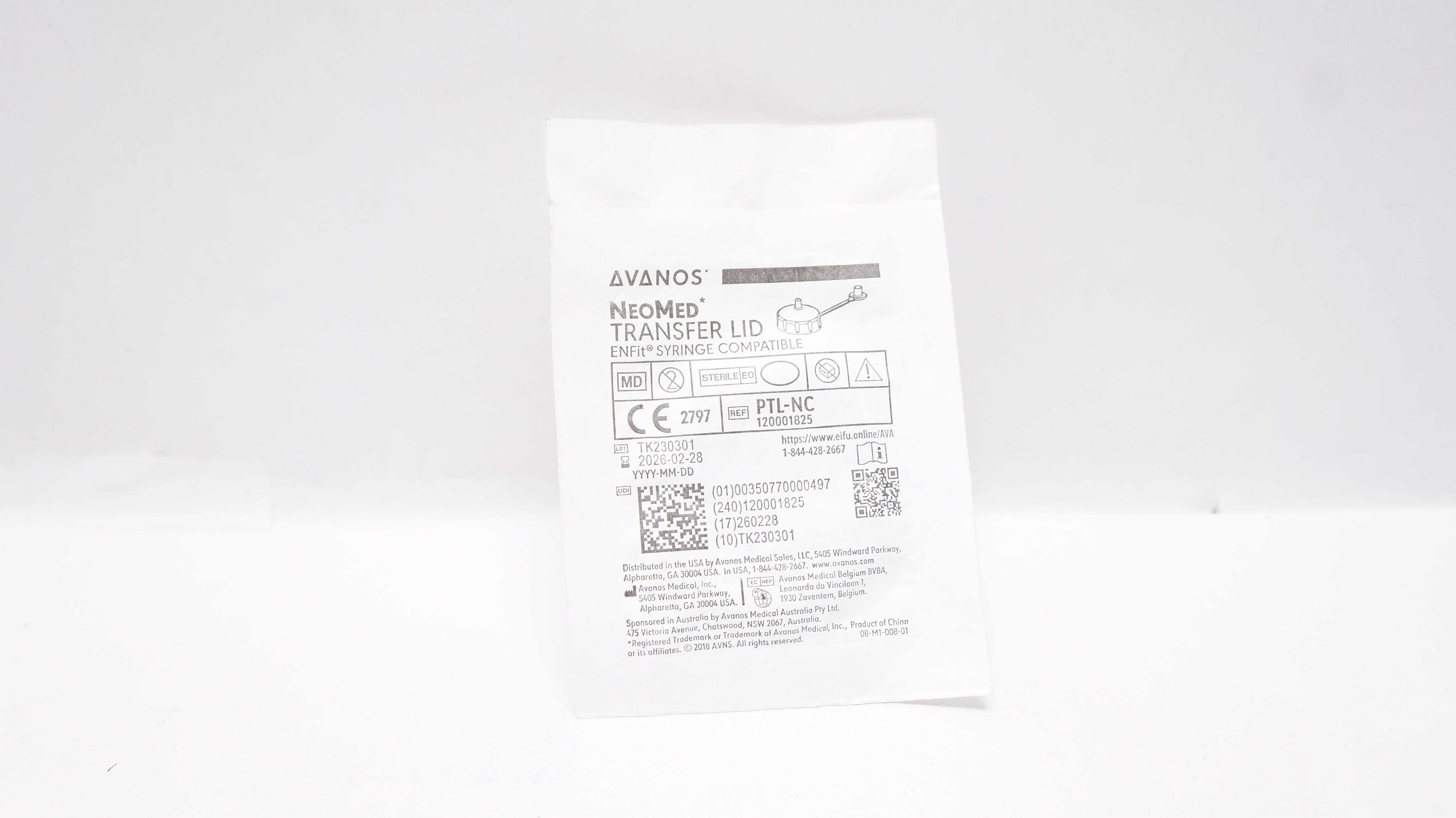 Avanos PTL-NC NeoMed Transfer Lid EnFit Syringe Compatible