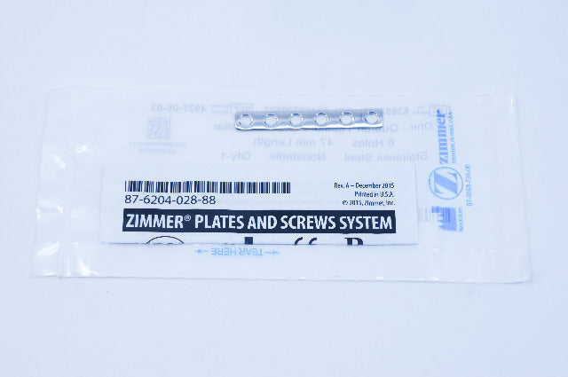 Zimmer 4927-06-03 One - Quarter Tubular Plate With Collar 6 Holes, 47mm Length