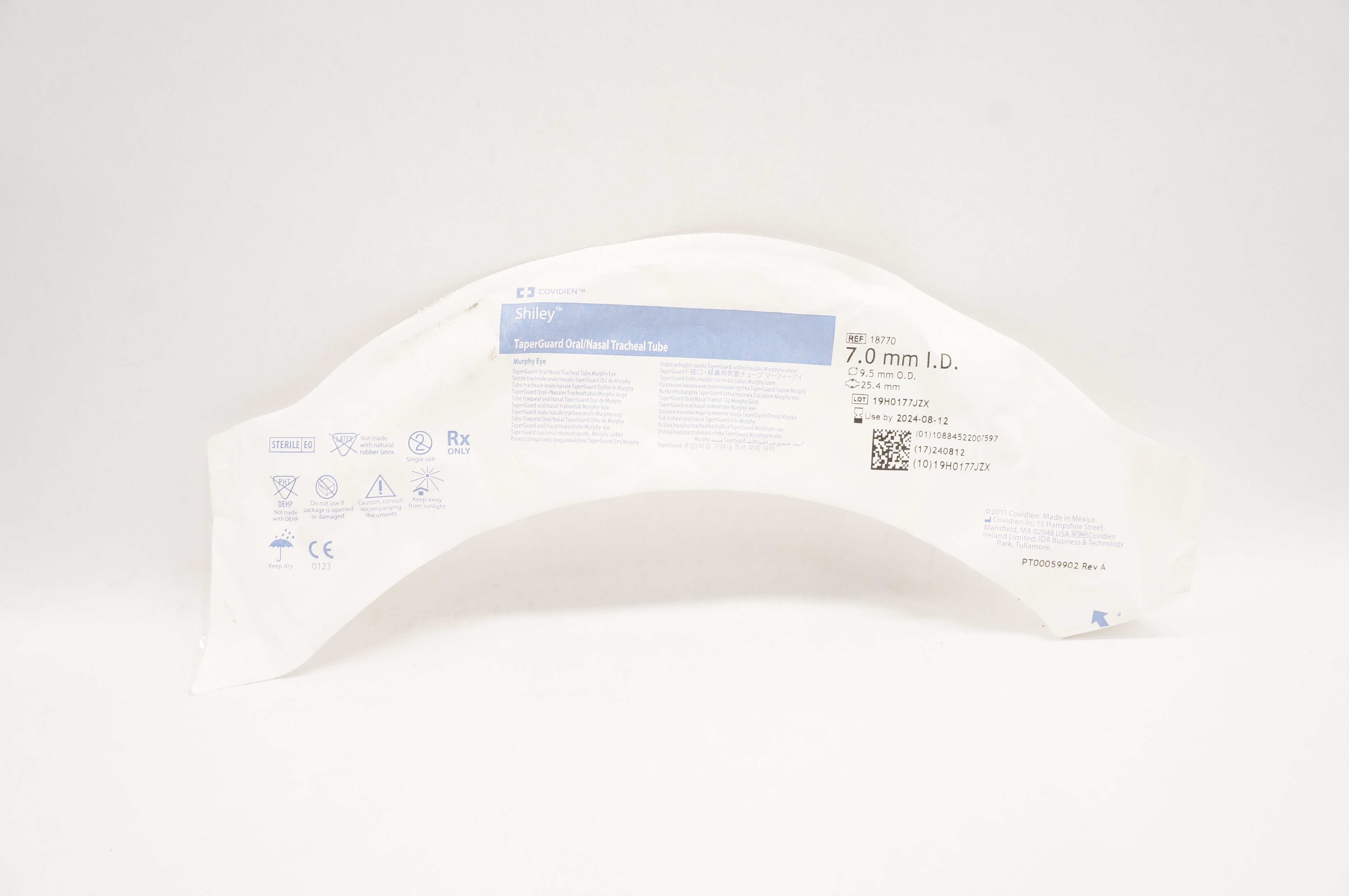 Covidien 18770  Shiley TaperGuard Oral/Nasal Tracheal Tube 7.0mm ID, 9.5mm OD(x)