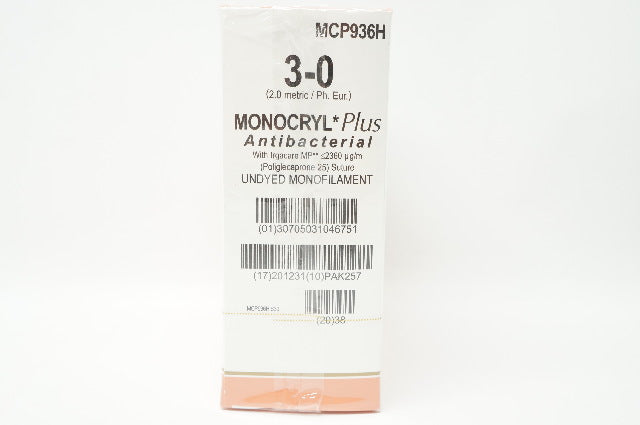 Ethicon MCP936H 3-0 Monocryl Plus Stre PS-1 24mm 3/8c 27inch (x) - Box of 36