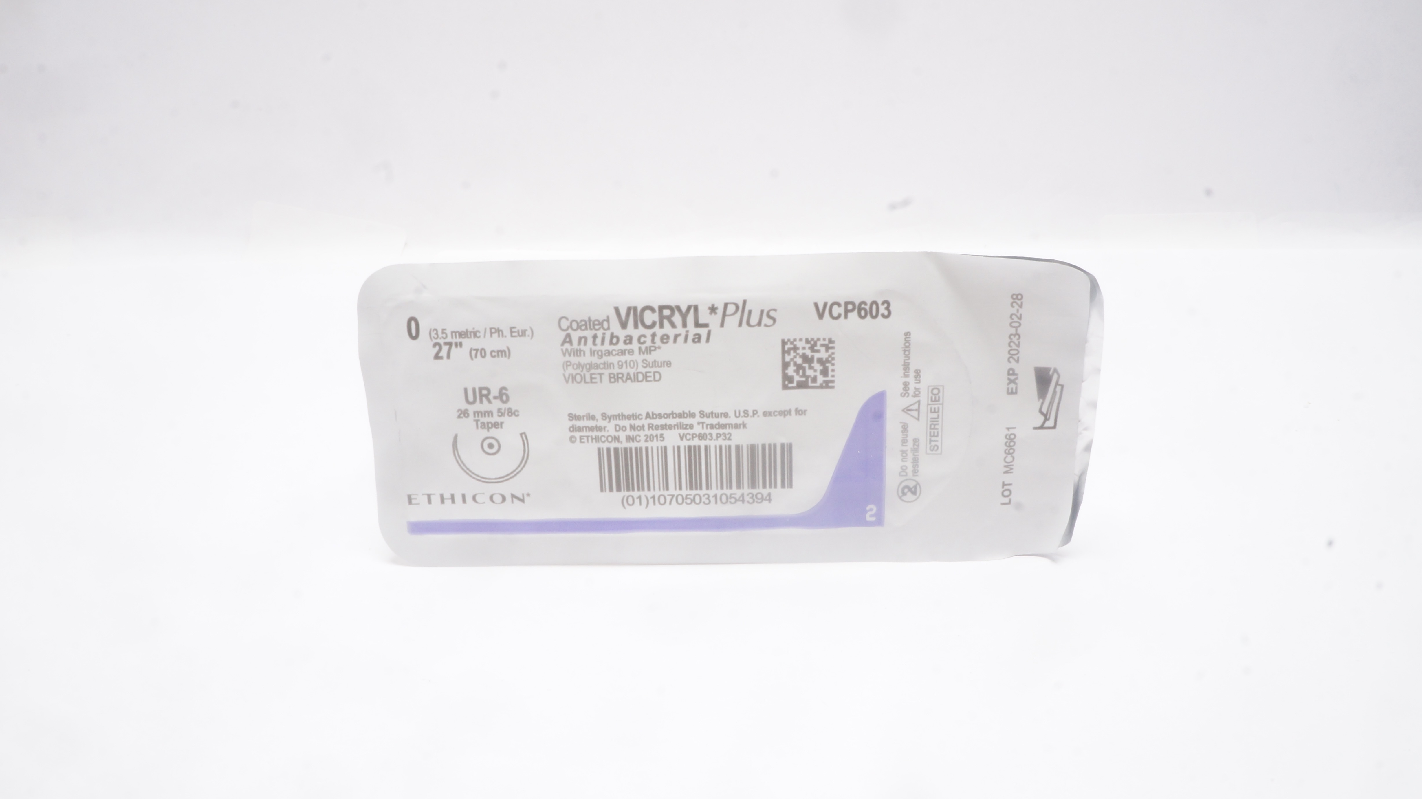 Ethicon VCP603 0 VICRYL Plus, UR-6, 26mm 5/8c Taper, 27inch (x)