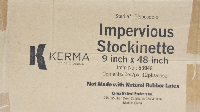 Kerma Medical 53948 Sterile Impervious Stockinette 9inch x 48inch - Case of 12