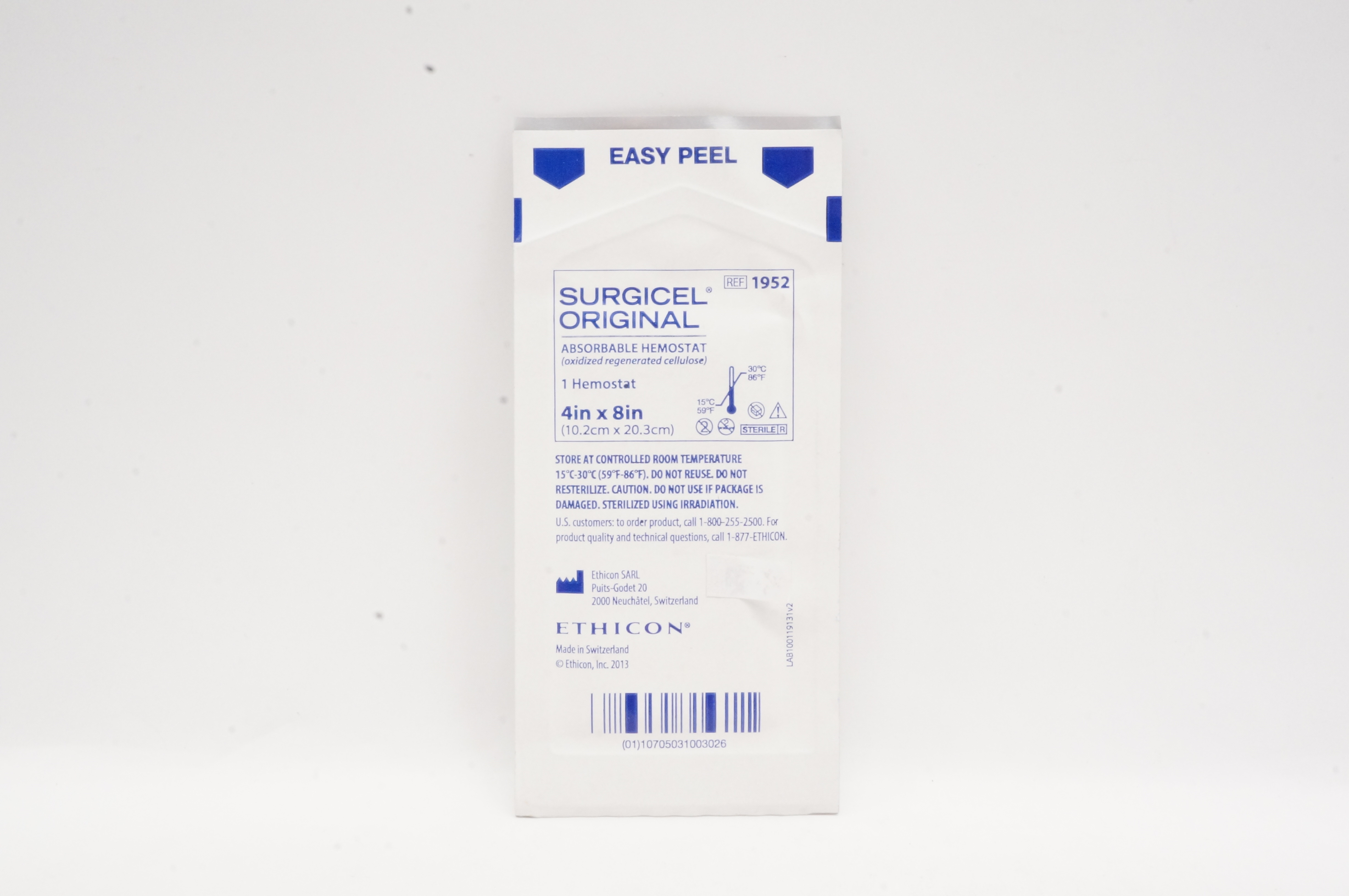 Ethicon 1952 Surgicel Original Absorbable Hemostat 4inch x 8inch