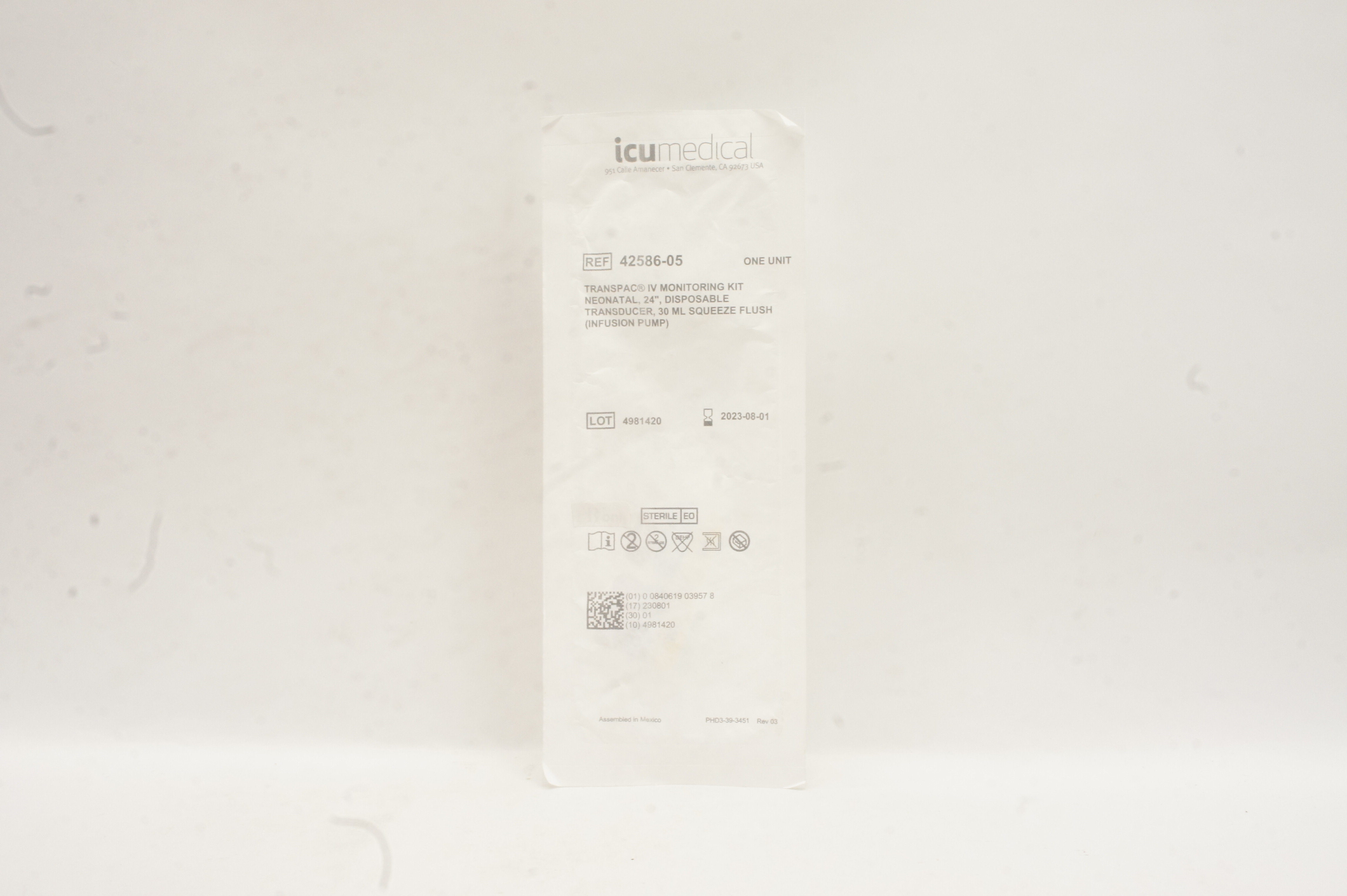 ICU Medical 42586-05 Transpac IV Monitoring Kit