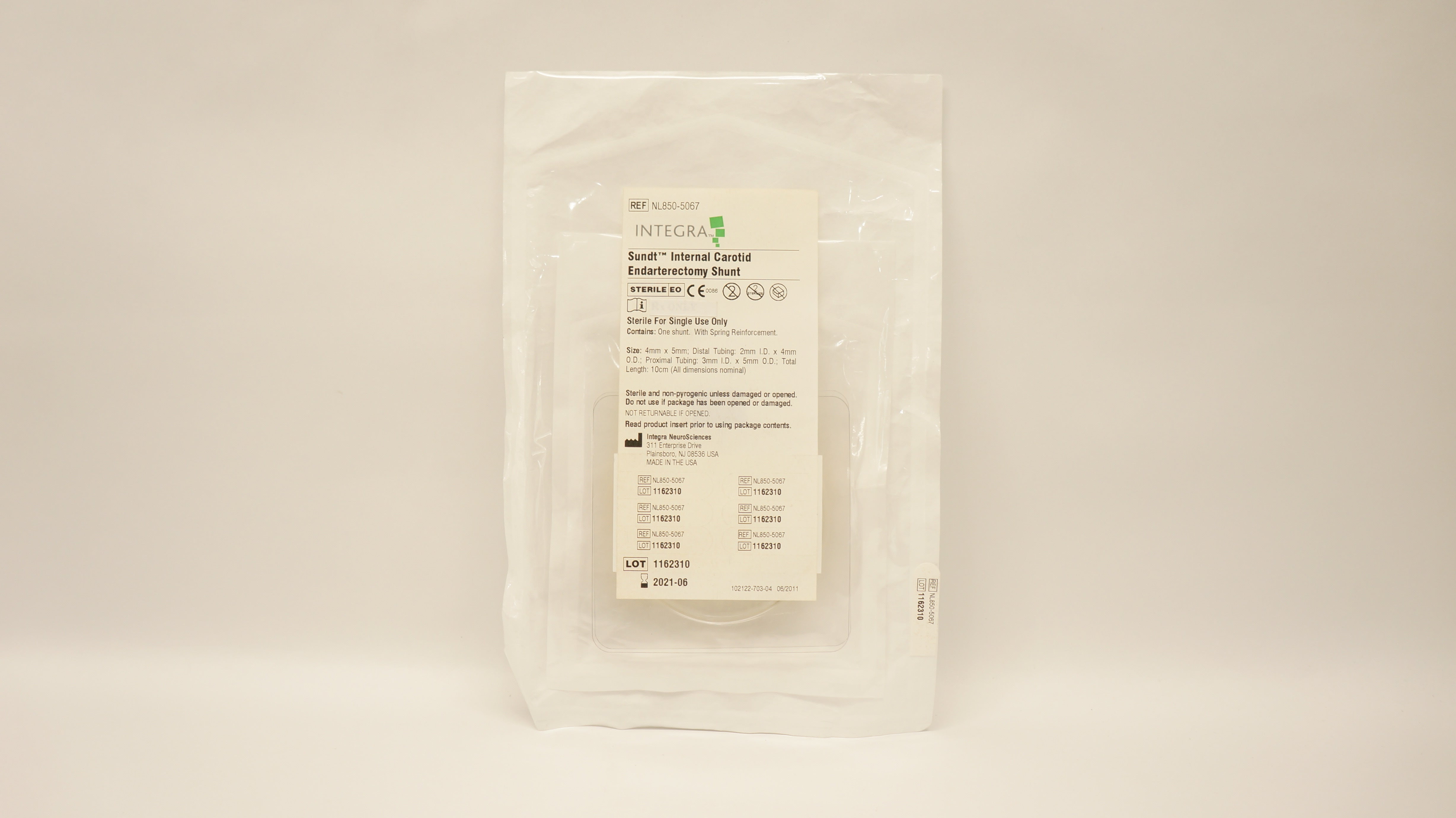 Integra NL850-5067 Sundt Internal Carotid Endarterectomy Shunt 4mm x 5mm (x)