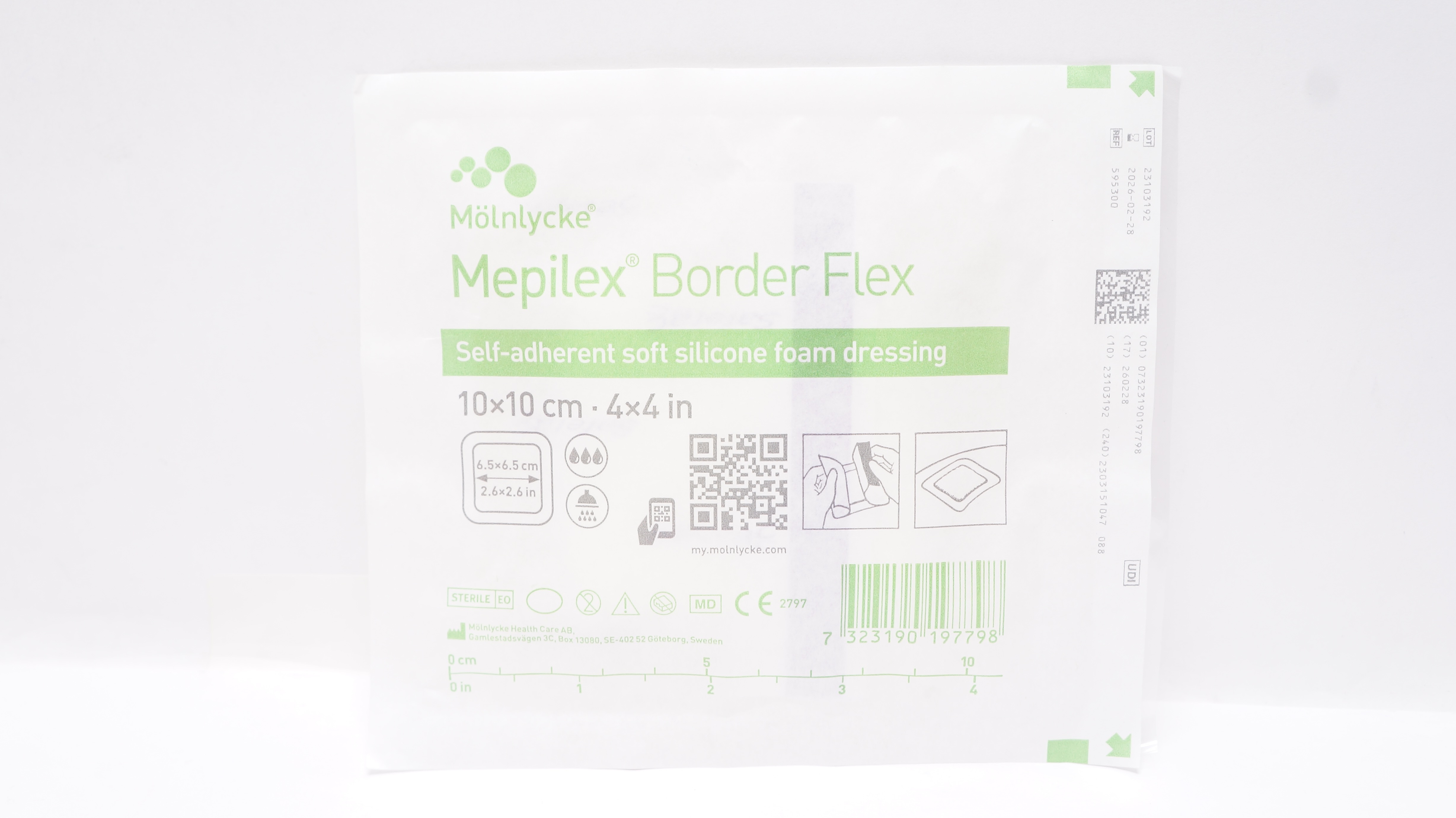 Molnlycke Healthcare 595300 Mepilex Self Adherent Soft Foam Dressing 4 x 4inch
