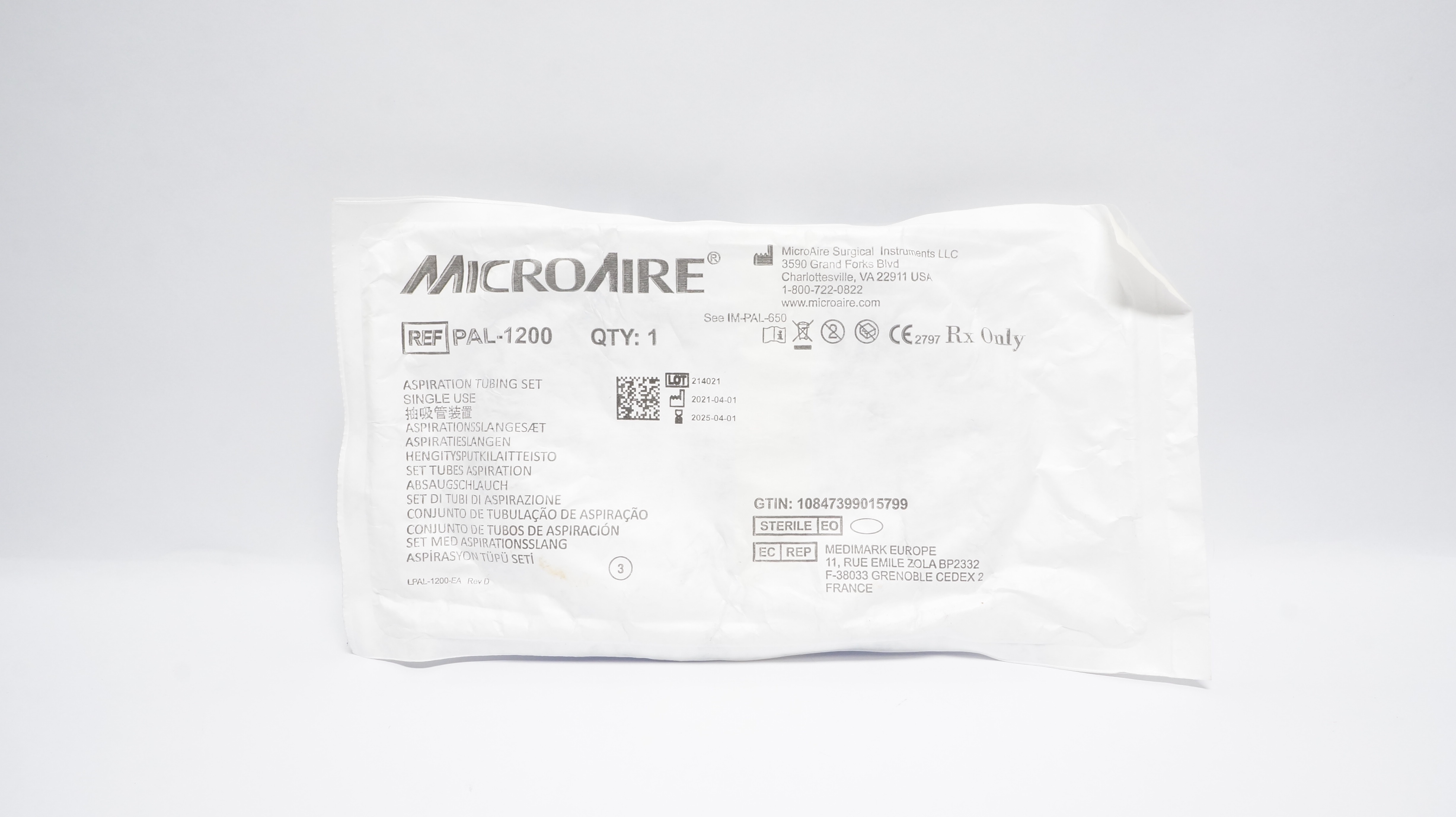 MicroAire Surgical PAL-1200 Aspiration Tubing Set (x)