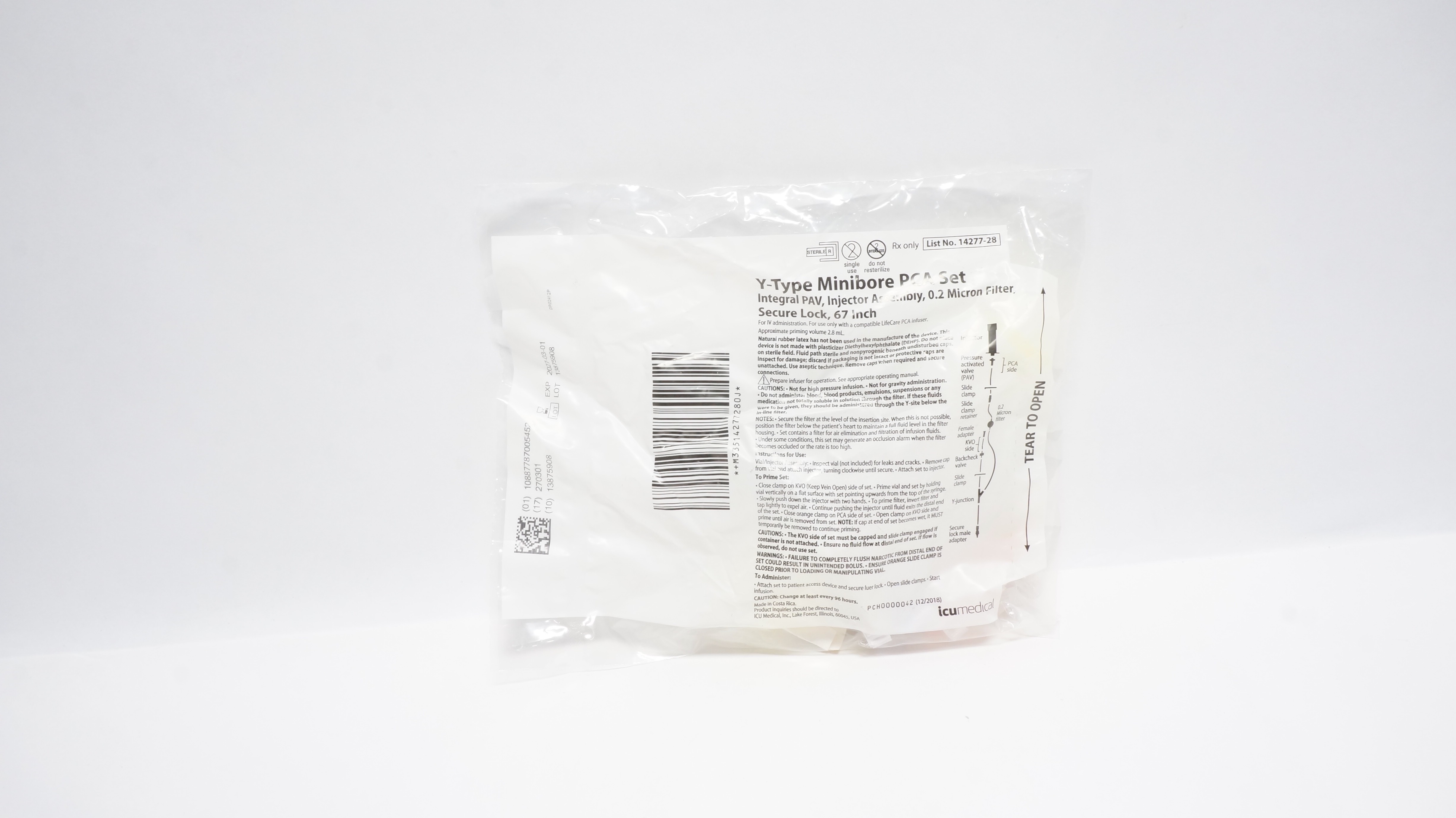 ICU Medical 14277-28 Y-Type Minibore PCA Set 67 inch