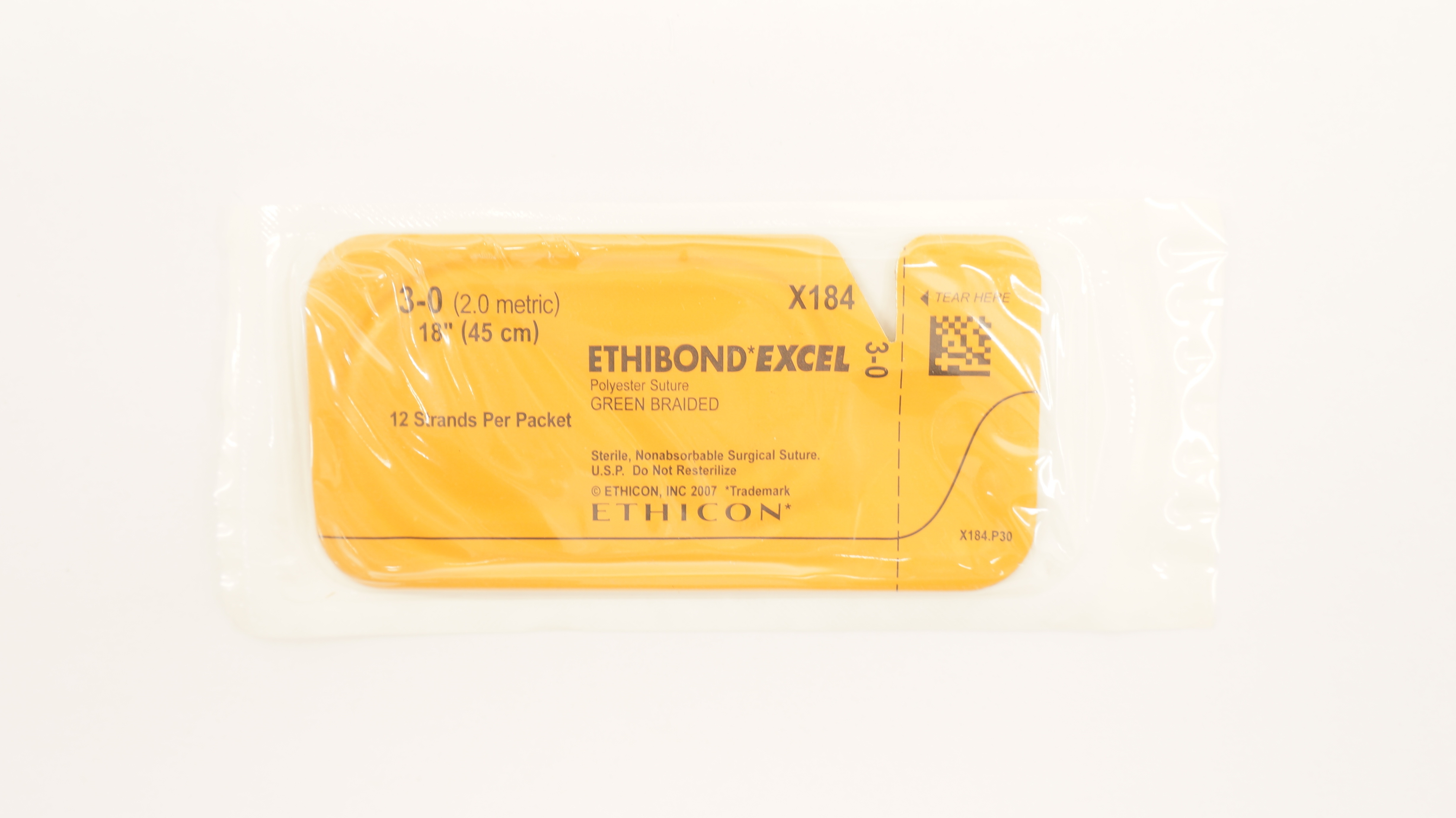 Ethicon X184 3-0 Ethibon Excel Green Braided Polyester Stre, 18 inch