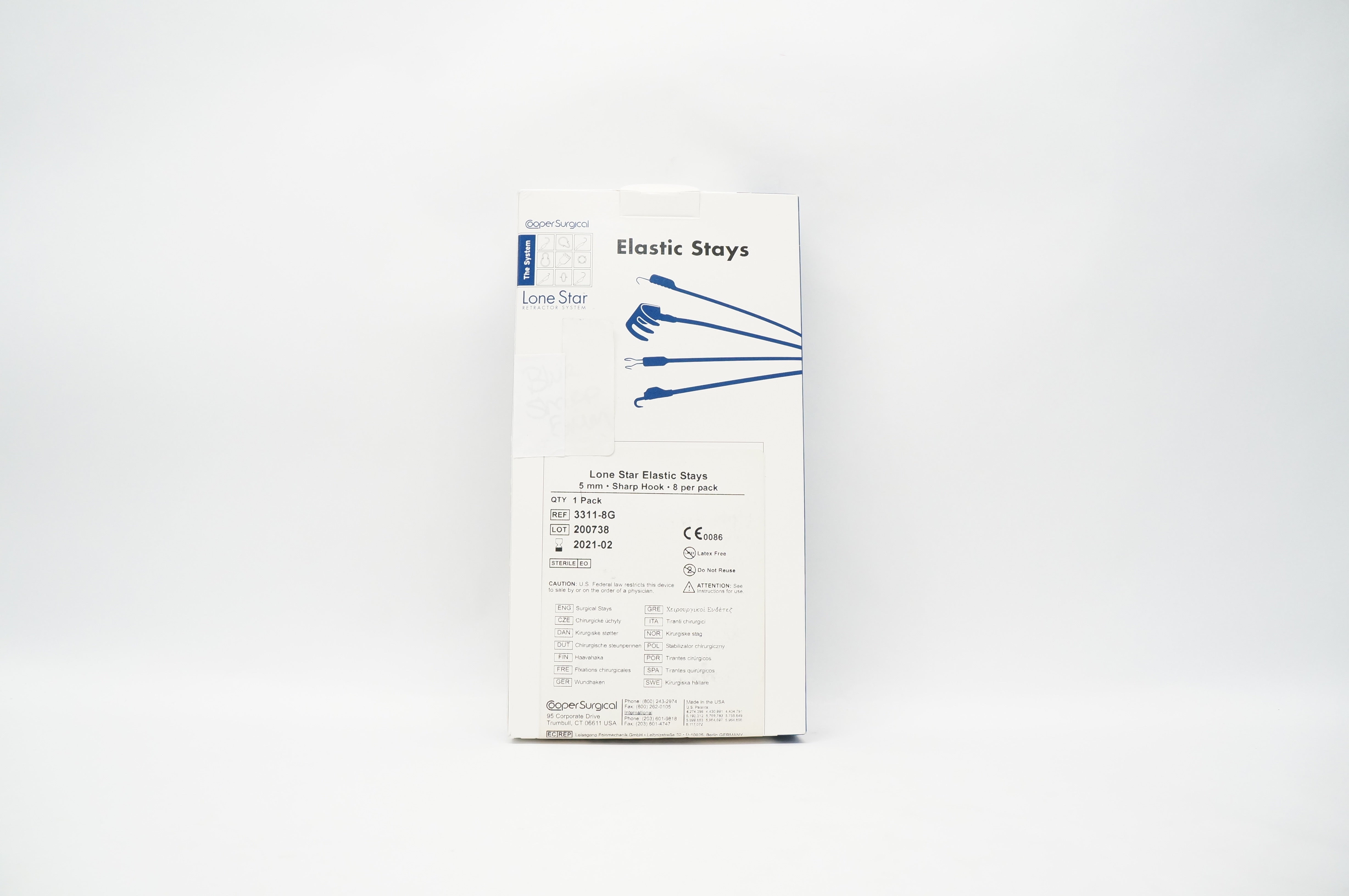 Cooper Surgical 3311-8G Lone Star Elastic Stays 5mm, Sharp Hook (x)