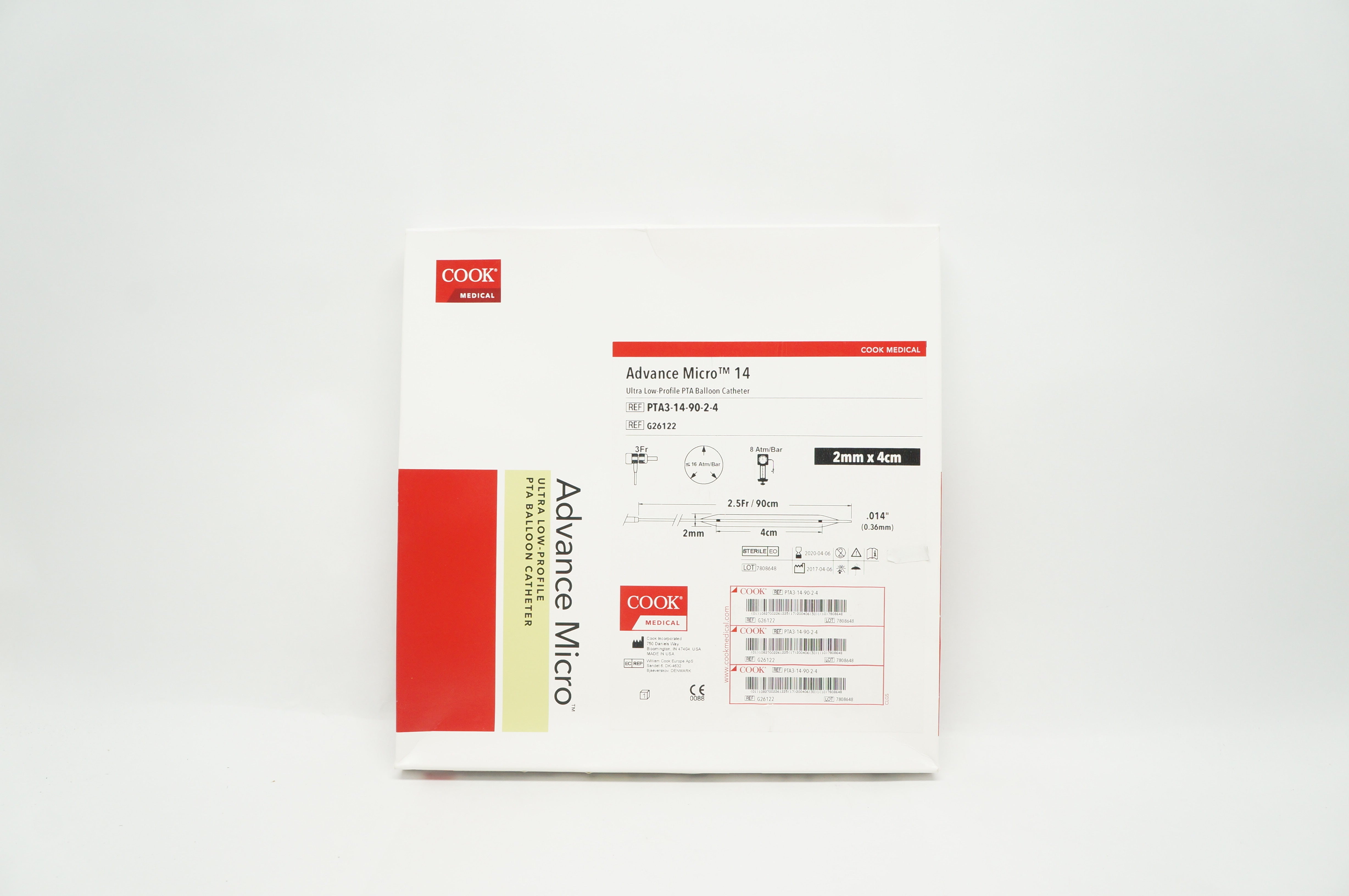 Cook Medical G26122 Advance Micro 14 Ultra PTA Balloon Cath.2mm x 4cm x 90cm (x)